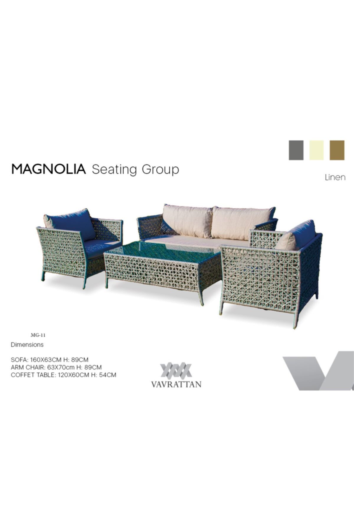 VAVRATTAN Magnolia Rattan Bahçe Takımı Keten