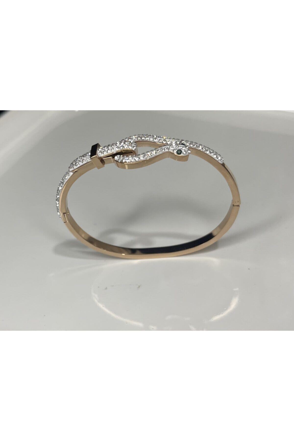 Lavins Accessories Yılan Desenli Inci Çelik Bileklik