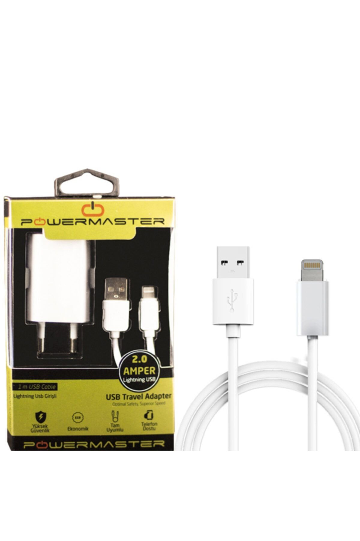 Powermaster Ios* Iphone Serisi 2 Amper Şarj Aleti + Kablo