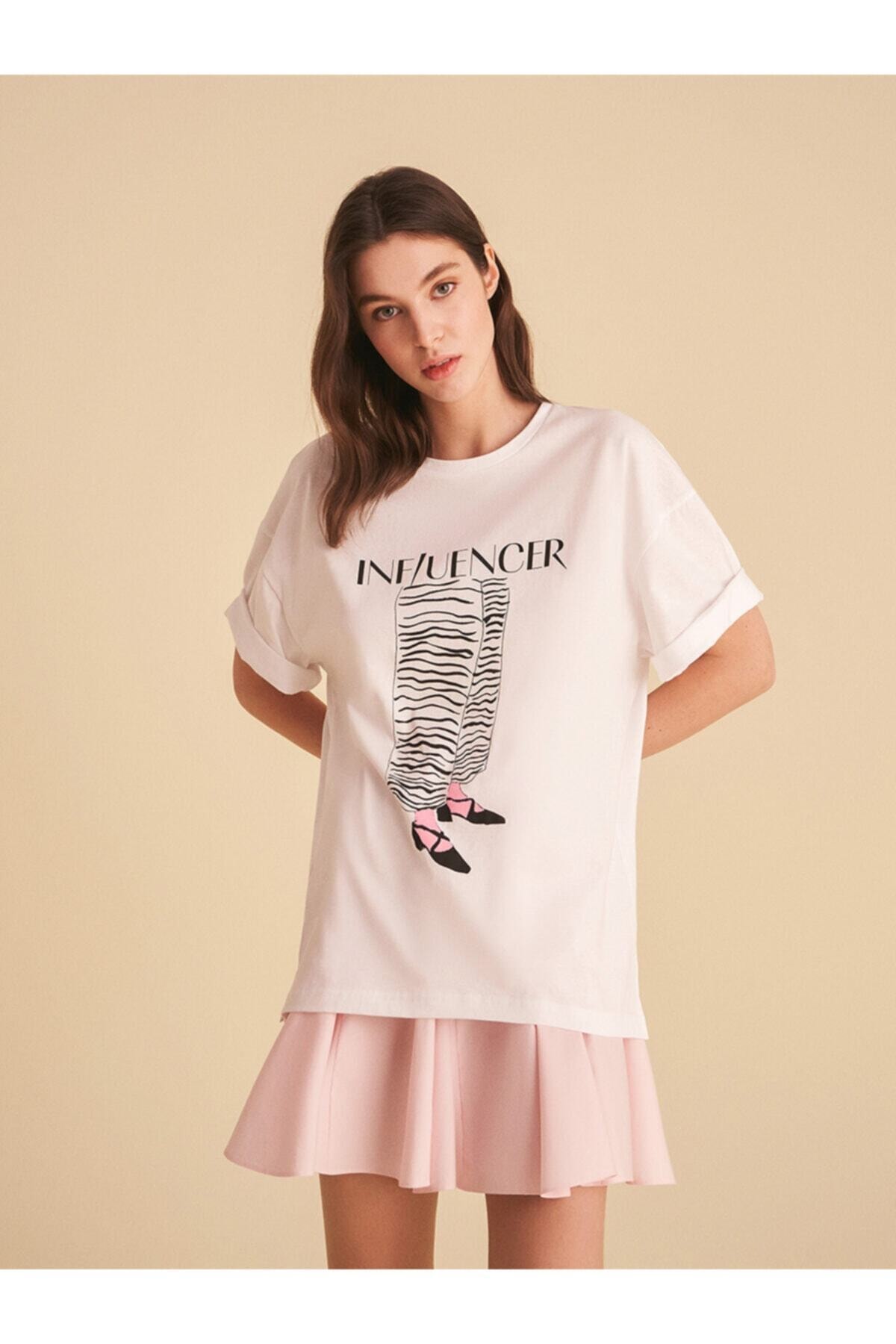 Nocturne Baskılı Oversize Tişört