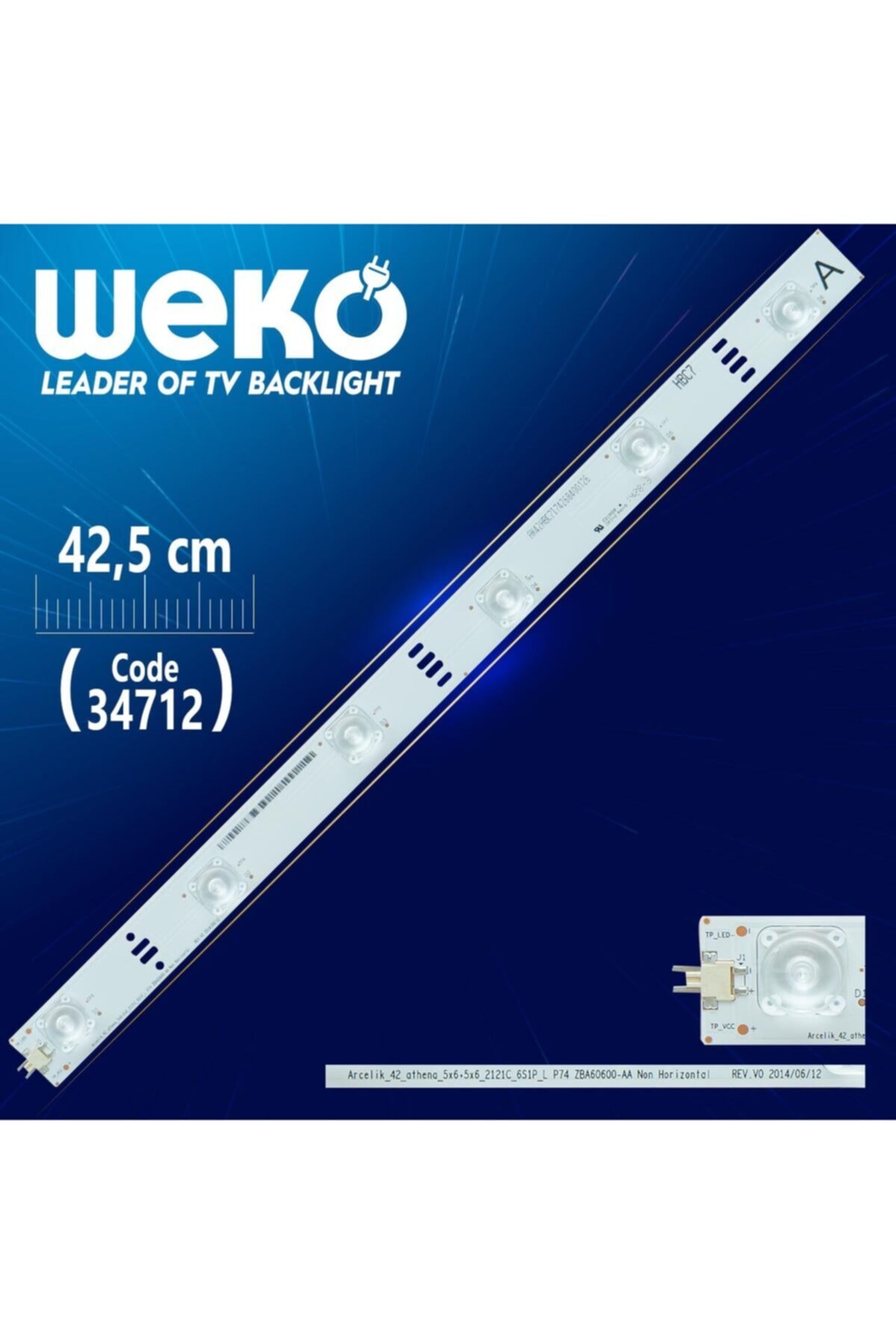 WEKO Arcelik_42_athena_5x6+5x6_2121c_6s1p_l P74 Zba60600-aa Non Horizontal Rev.v0 42,50 Cm 6 Ledli (wk-19