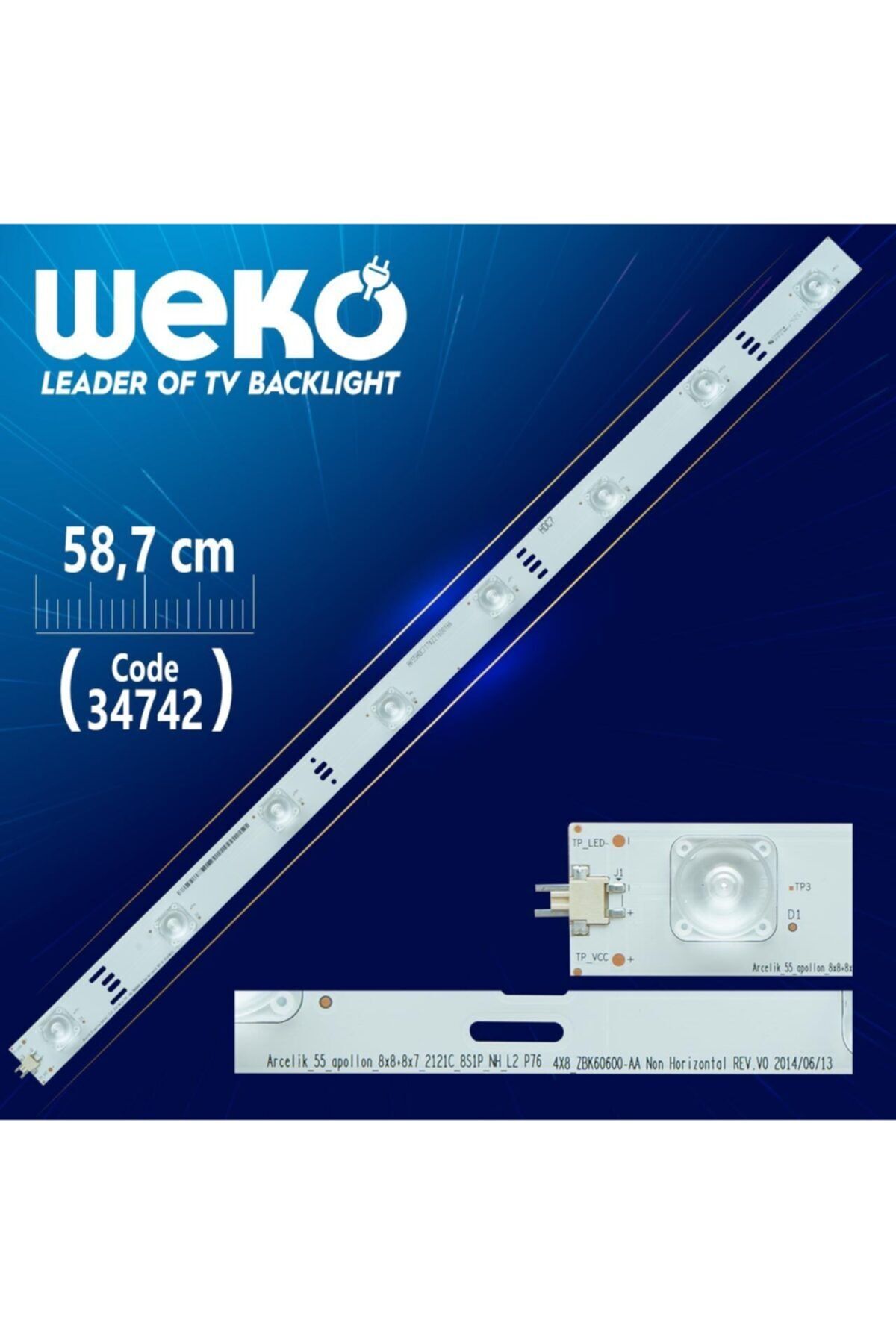 WEKO Arcelik_55_apollon_8x8+8x7_2121c_8s1p_nh_l2 P76 4x8 Zbk60600-aa - 58.7 Cm 8 Ledli - (wk-043)