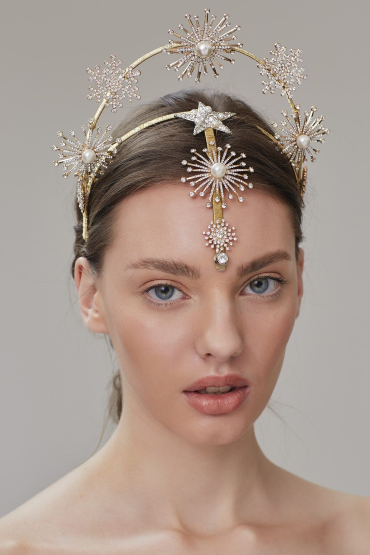 SAARA İSTANBUL Venus Head Piece Yıldızlı Kristal Taşlı Düğün Kına Party Tacı Saç Aksesuarı