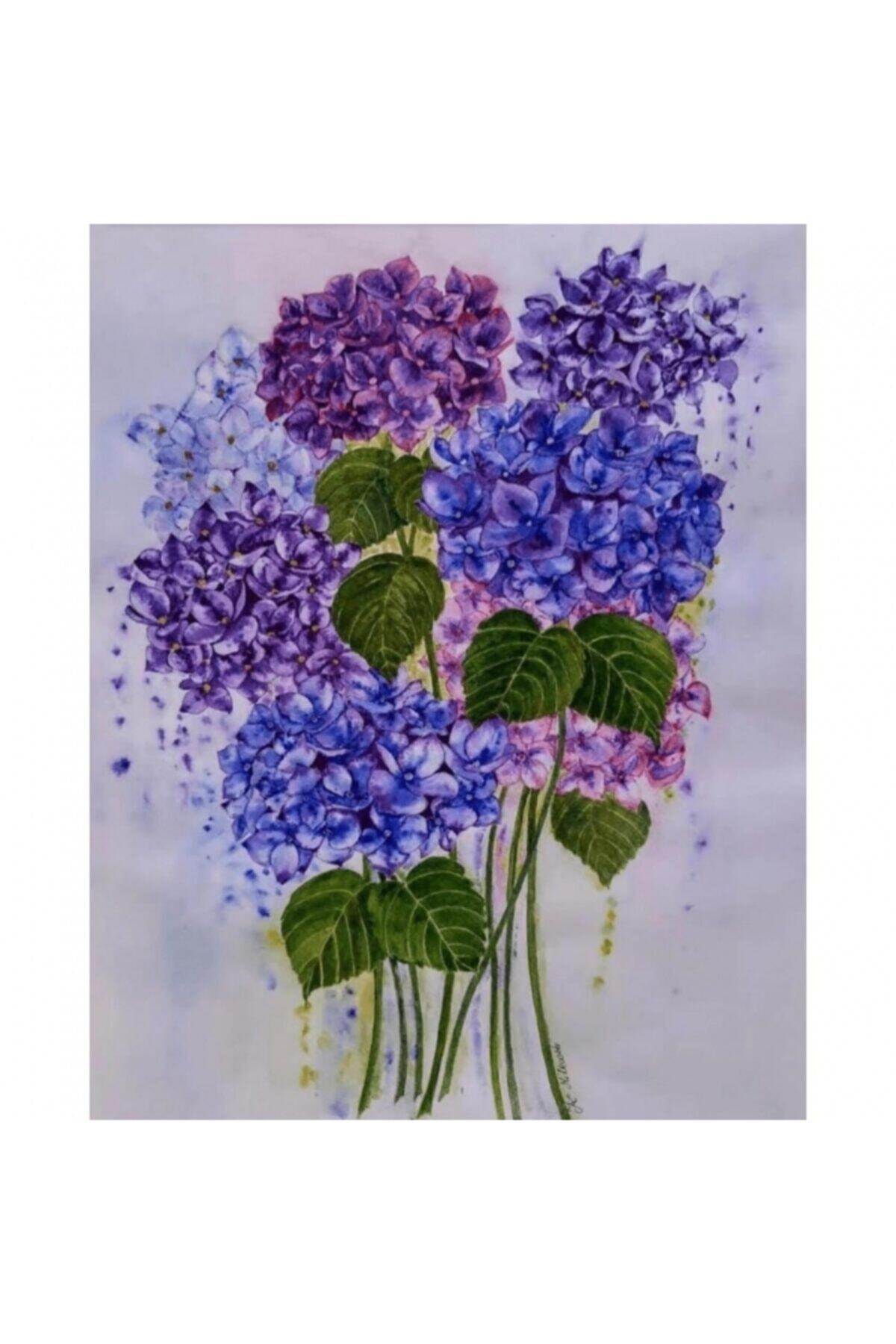 Fupe Shop Güzel Ortanca 3 Sayılarla Boyama Seti Kasnaklı 70 X 90 Cm