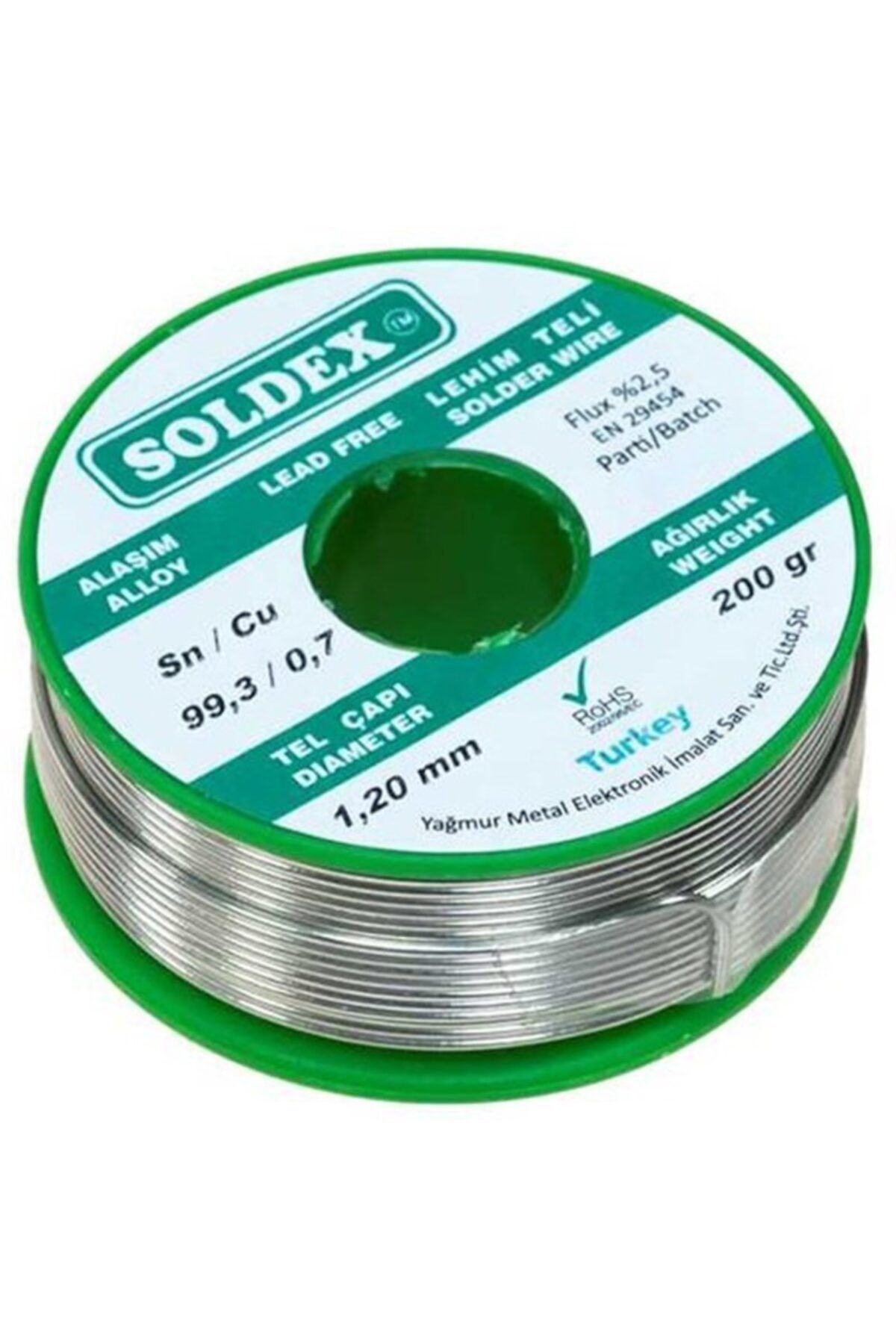 MERTER Kurşunsuz Soldex 200 Gr 1.2 Mm Kurşunsuz Lehim Teli Sn 99.3 / Cu 0.7