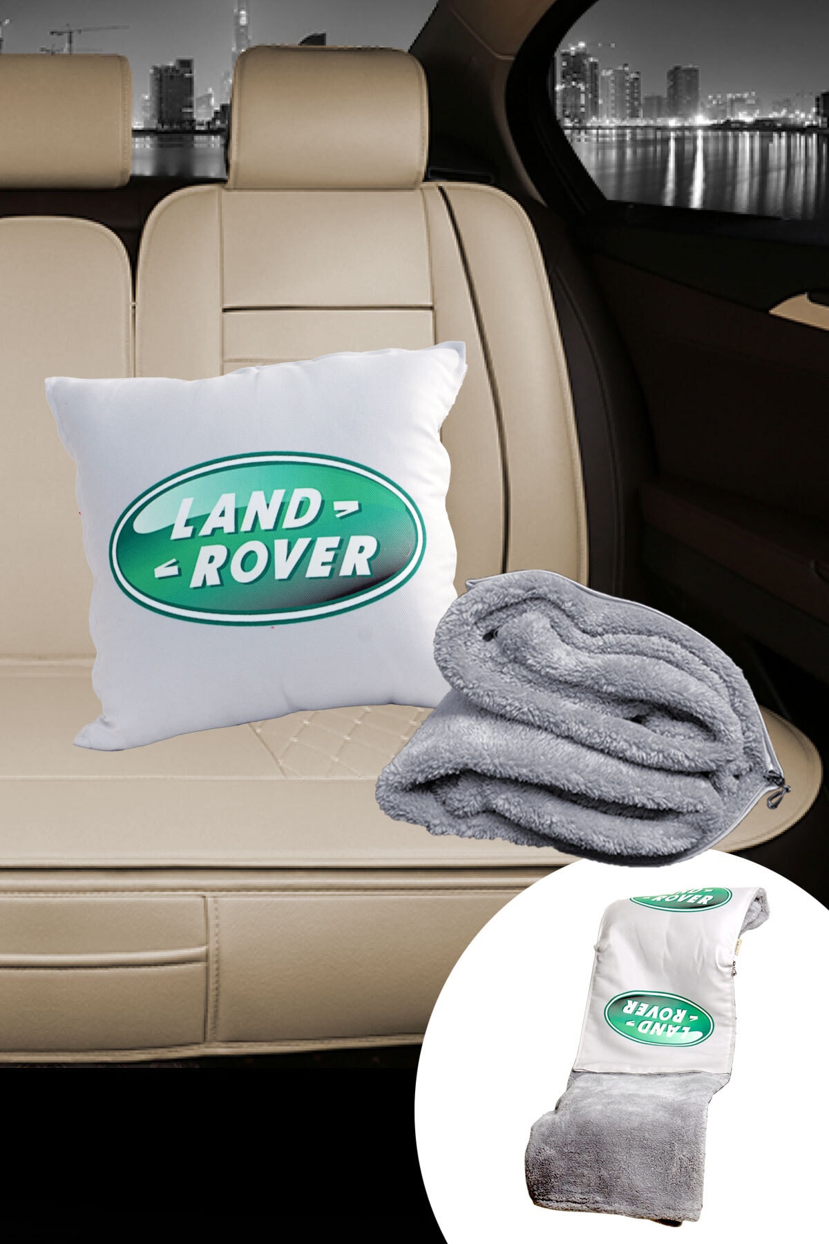 Caisya Butik Land Rover Baskılı Opsiyonel Battaniyeli Yastık