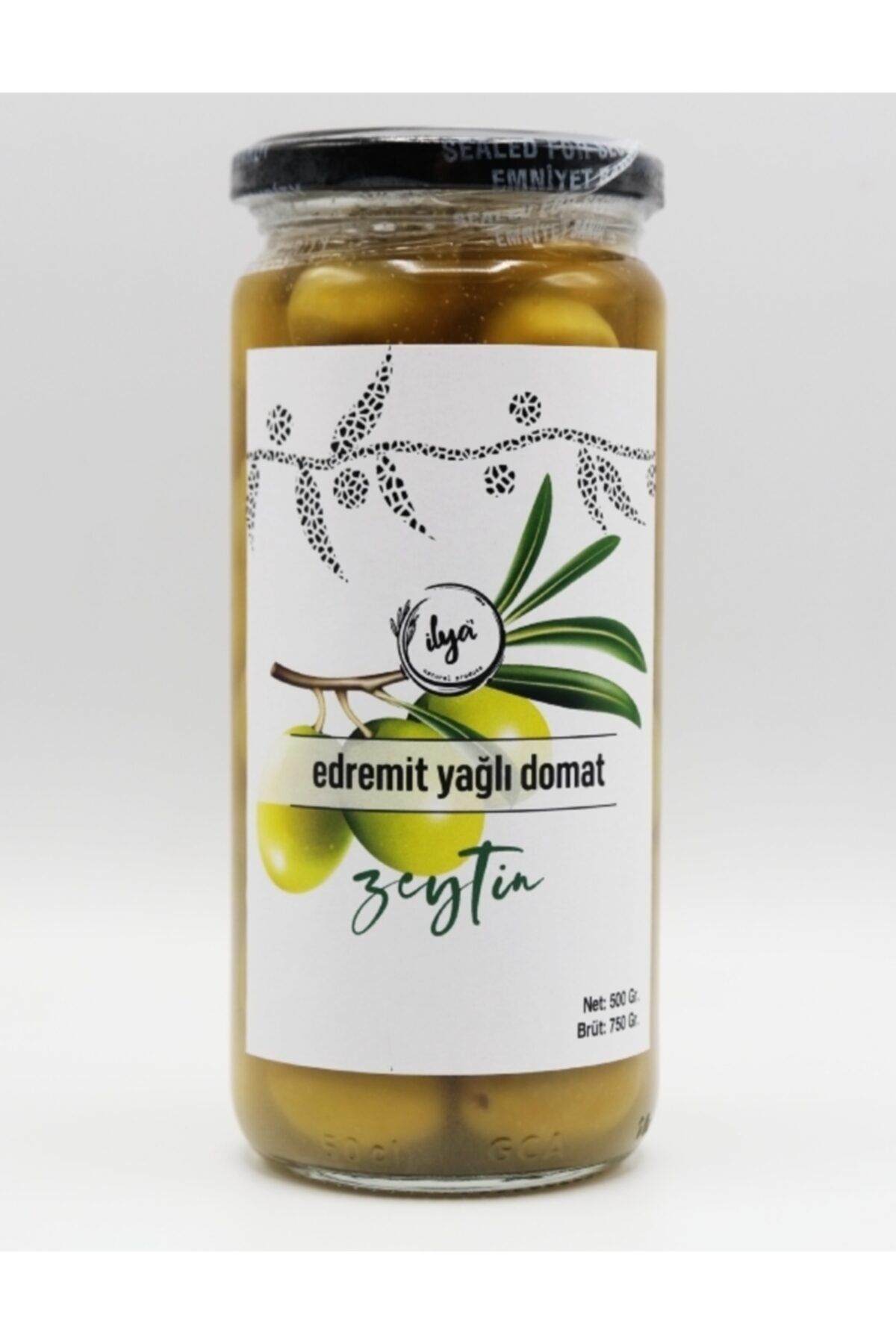 ilya Edremit Yağlı Domat Yeşil Zeytin 500 gr