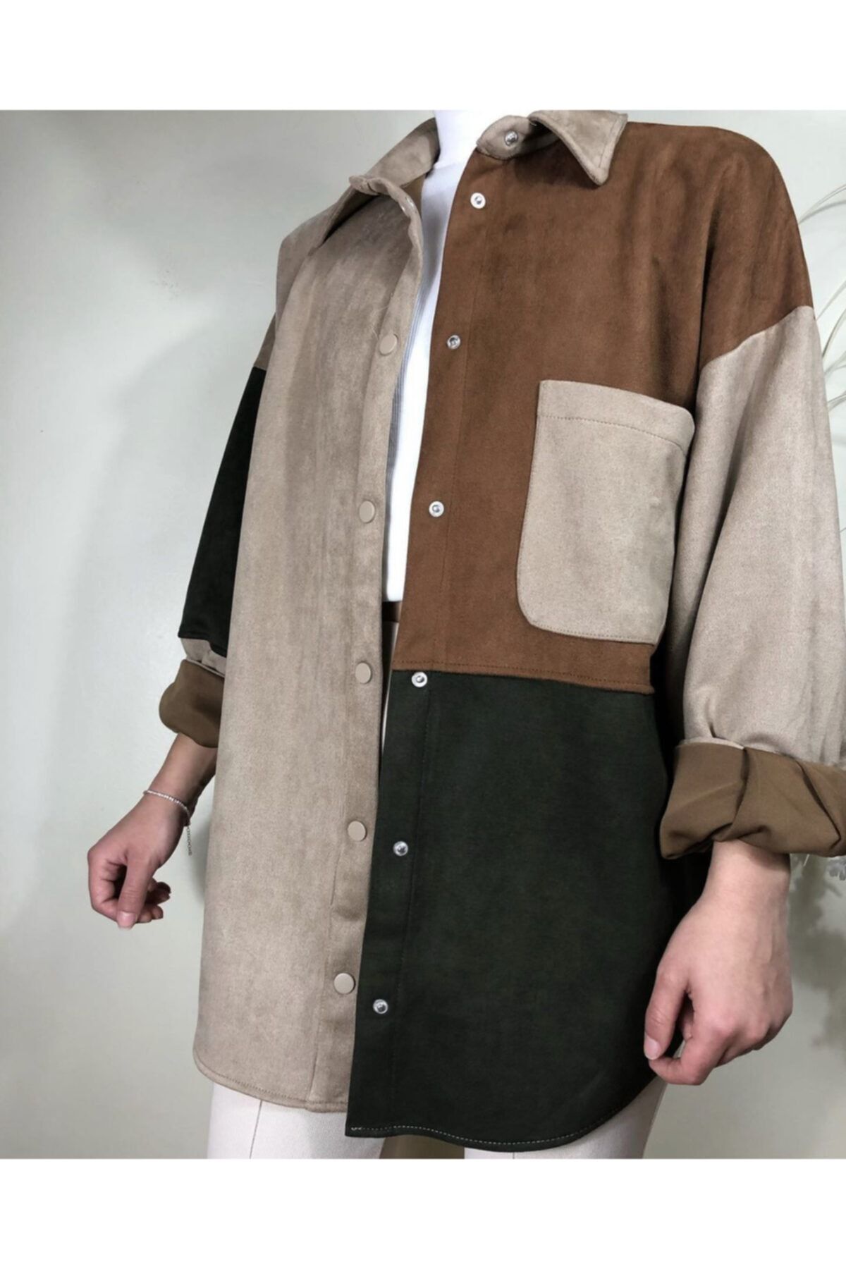 Quzu Collection Oversize Süet Gömlek