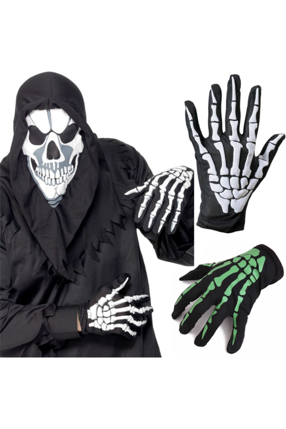 Alpa Store Karanlıkta Parlayan Fosforlu Glow Neon Iskelet Eldiveni 1 Çift