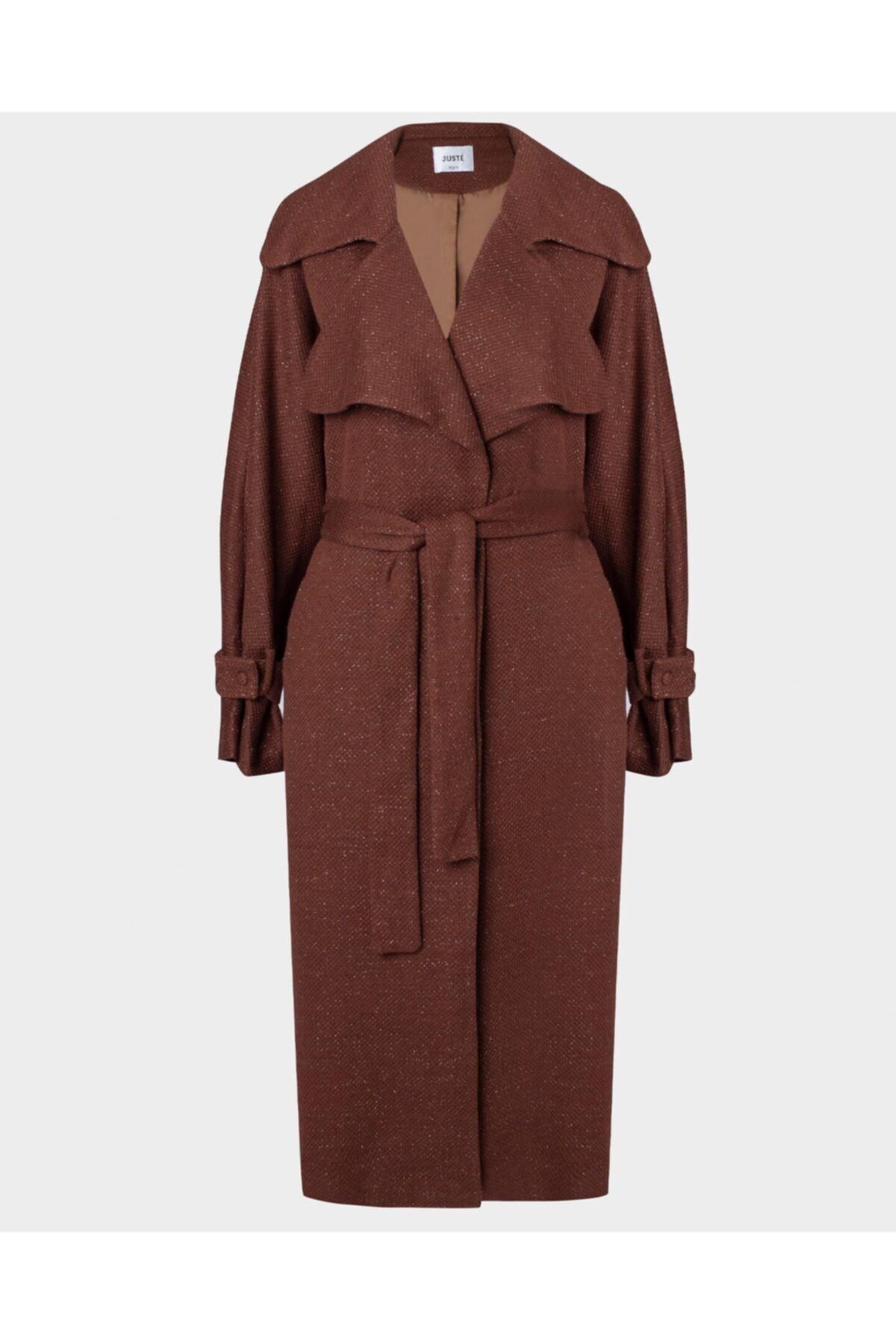 Juste Studio Örme Geniş Yaka Kiremit Oversize Trençkot