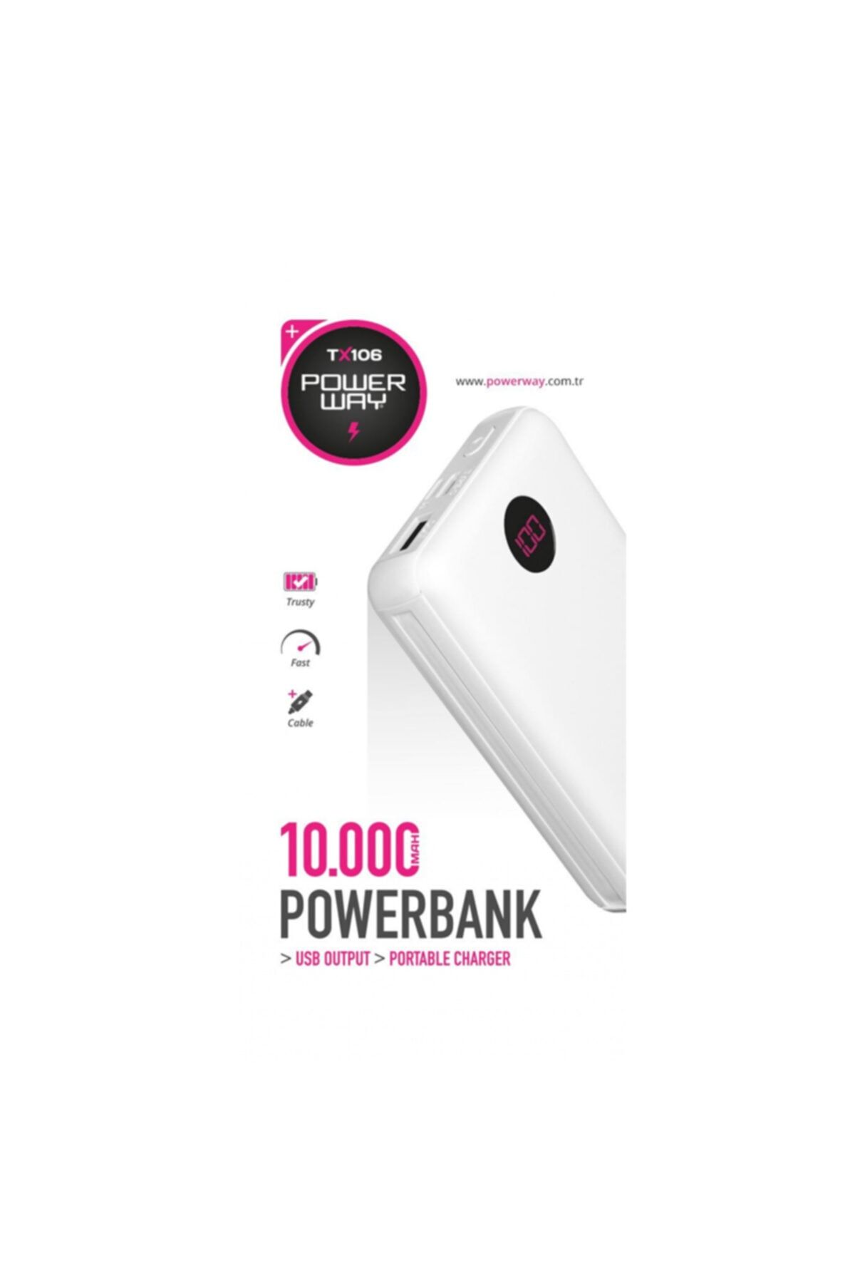 POWERWAY Tx106 10000 Mah Dijital Göstergeli Powerbank (micro Usb-type C- Lightning Uyumlu Kablo)