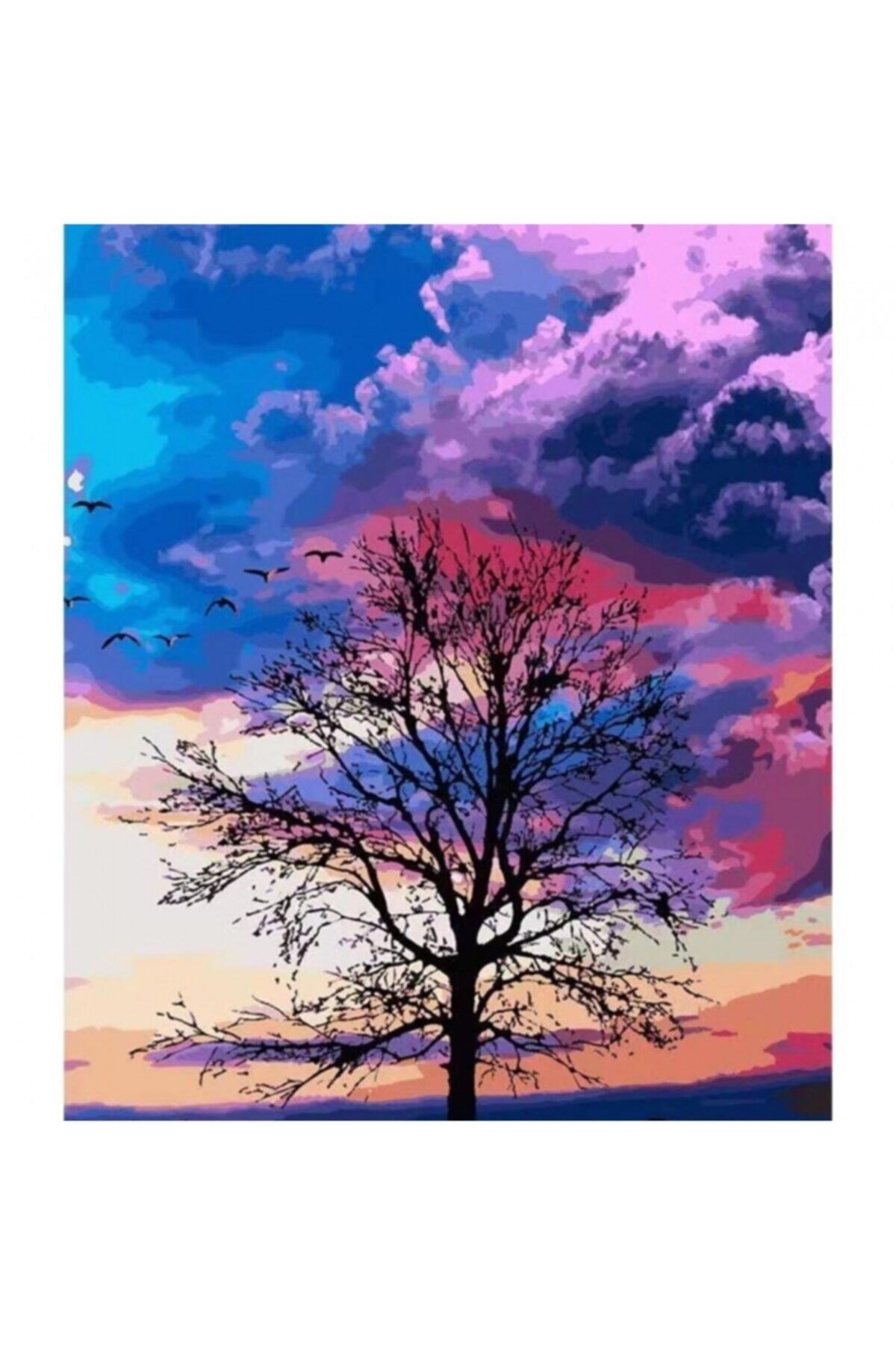 Fupe Shop Mor Bulutlar Sayılarla Boyama Seti Kasnaklı 90 X 110 Cm
