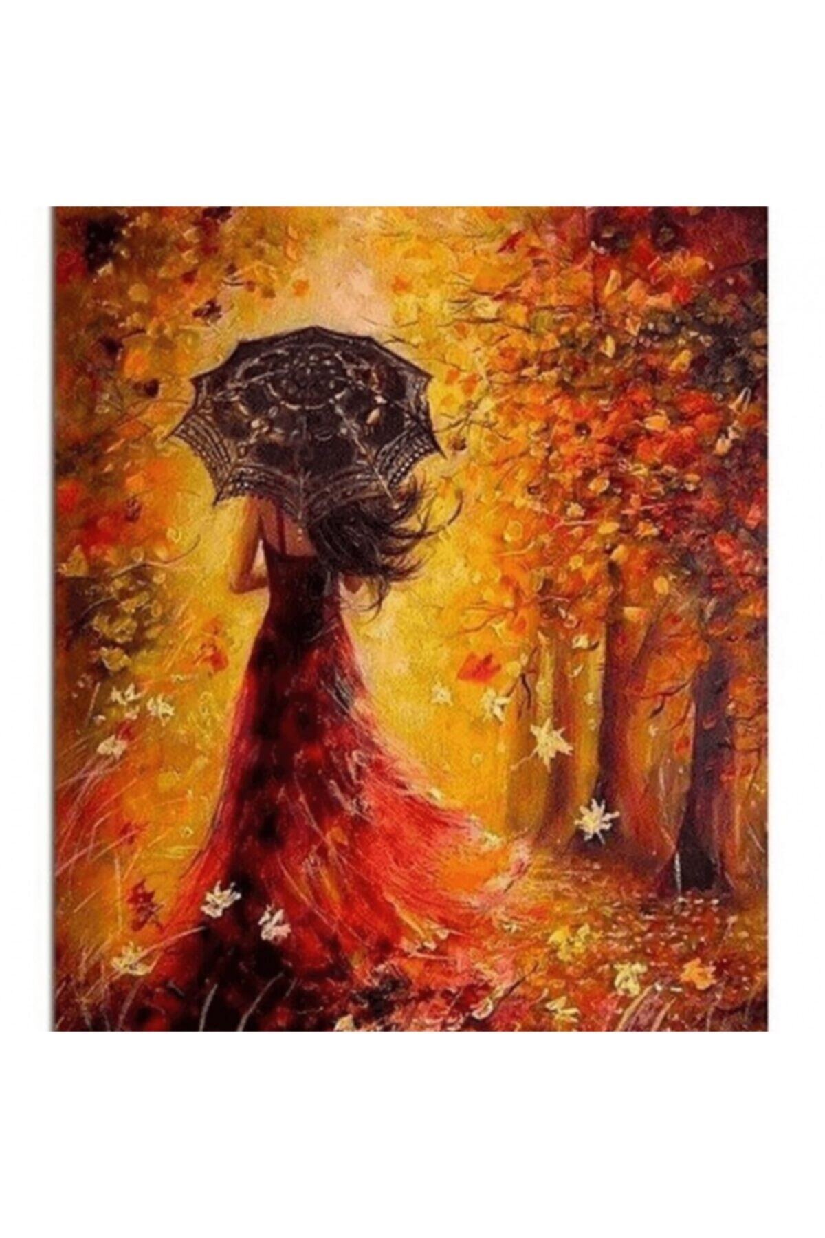 Fupe Shop Güz Güzeli Sayılarla Boyama Seti Kasnaklı 60 X 75 Cm