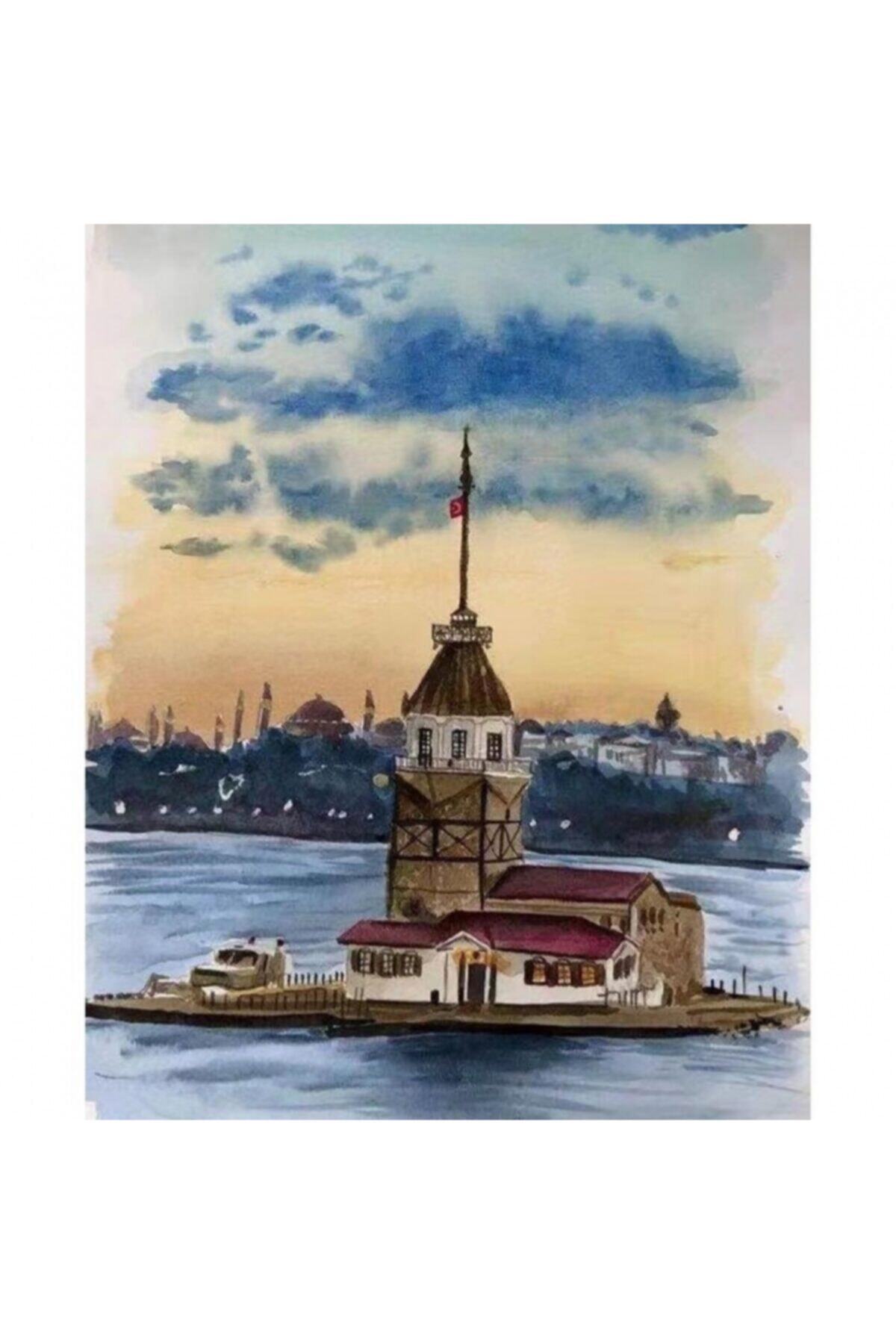 Fupe Shop Kız Kulesi 3 Sayılarla Boyama Seti Kasnaklı 90 X 110 Cm