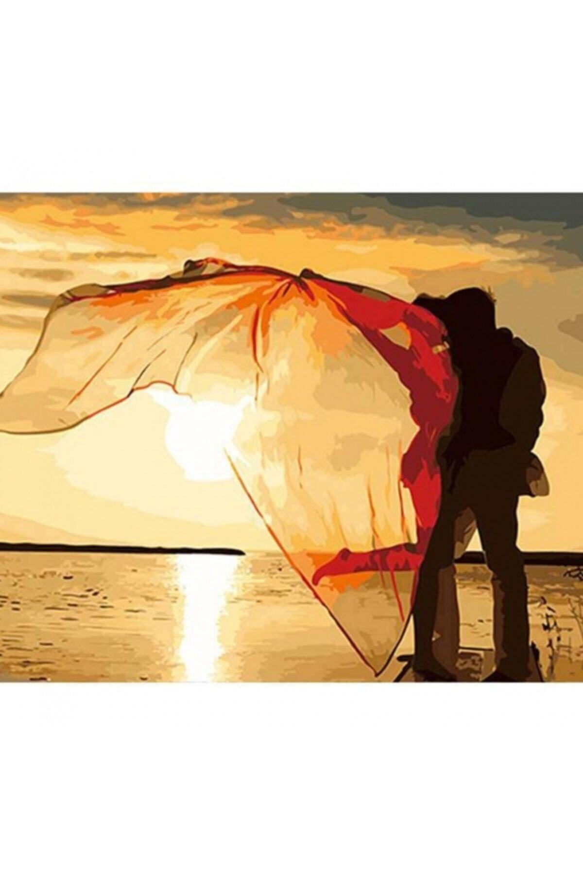 Fupe Shop Romantik Gün Batımı Sayılarla Boyama Seti Kasnaklı 90 X 110 Cm