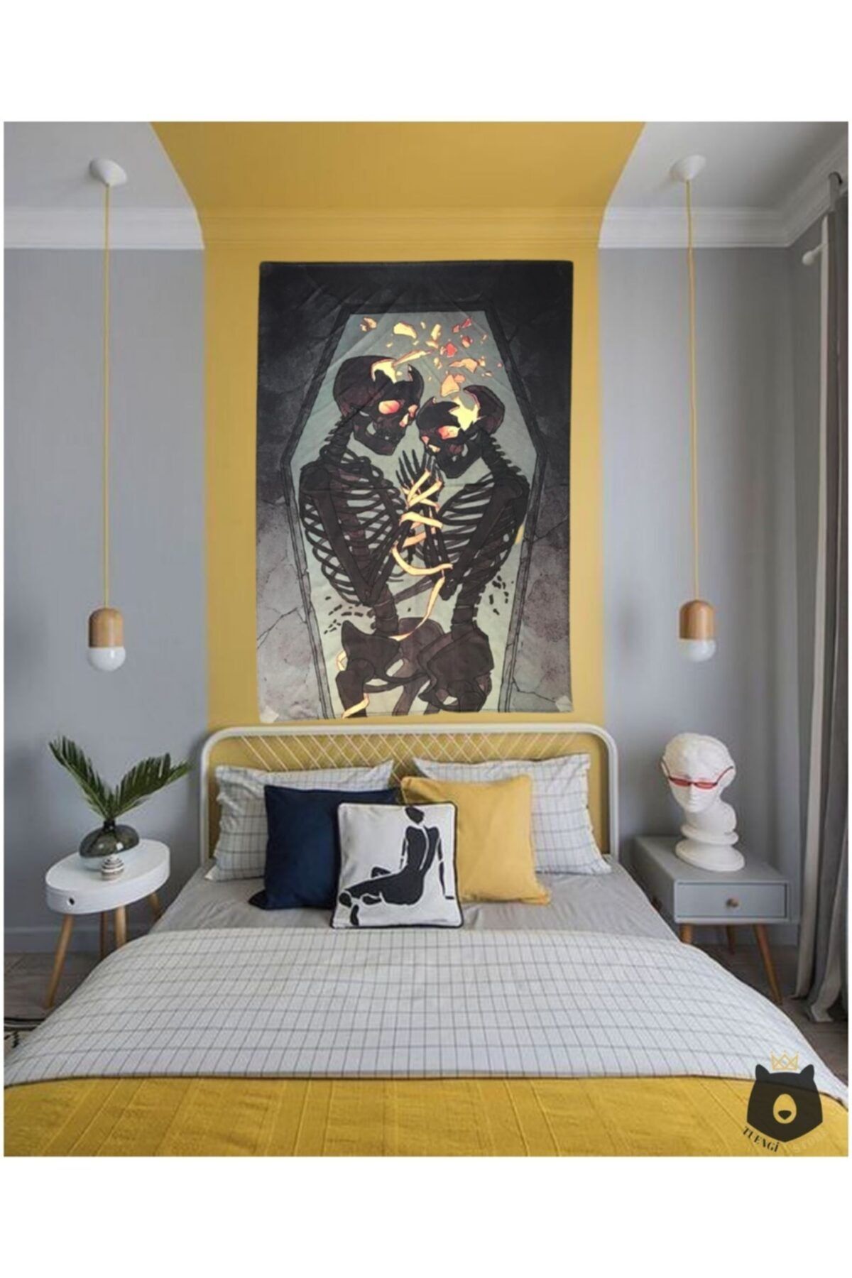 TUENGİ STORE Love Of Skeletons Duvar Örtüsü 150x100 Cm