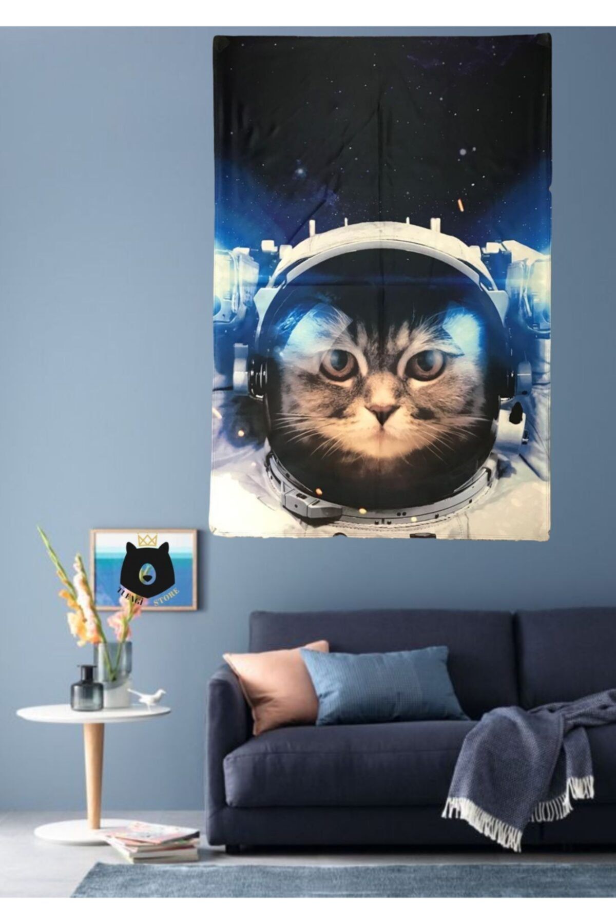 TUENGİ STORE Astronaut Cat Duvar Örtüsü 150x100 cm