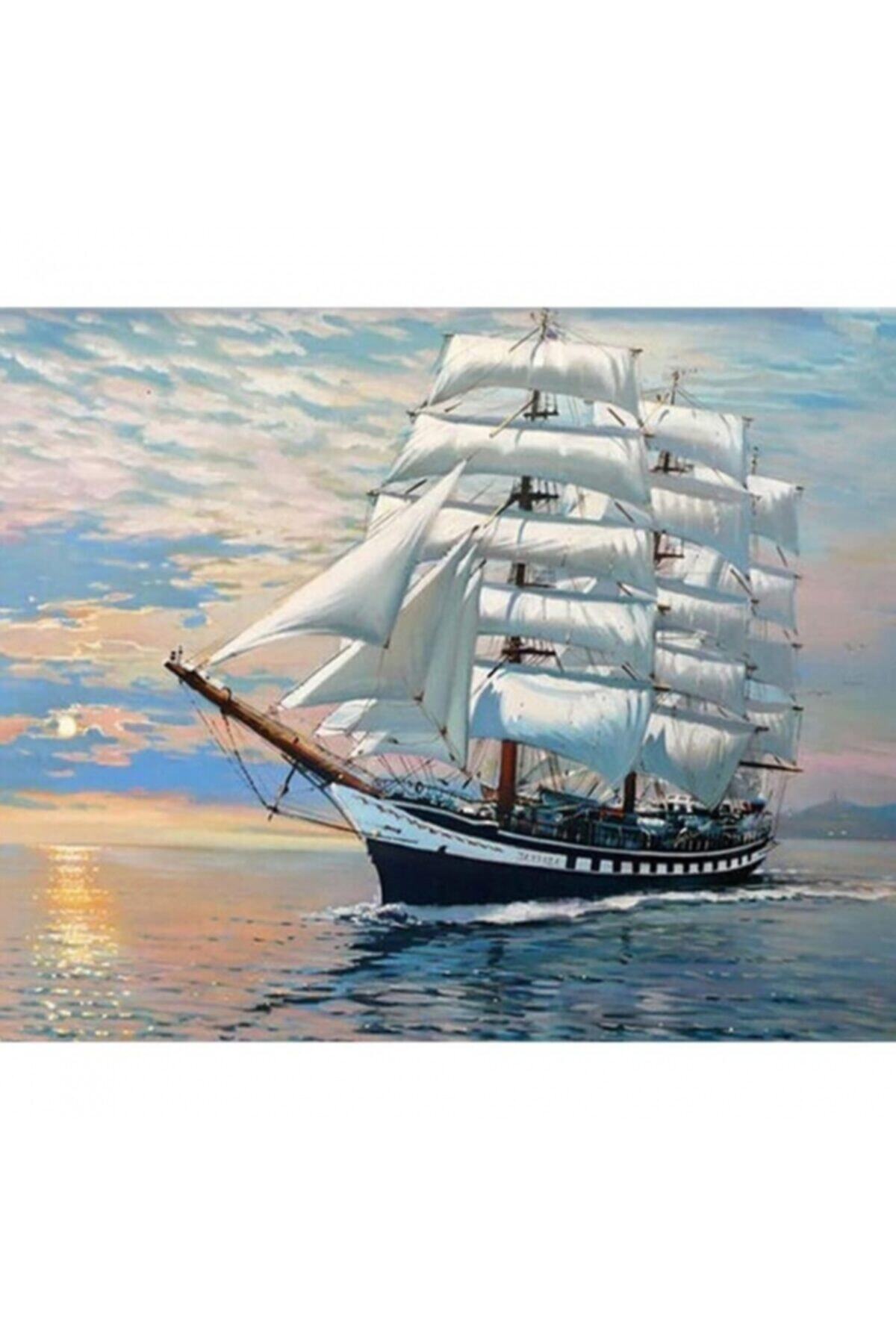 Fupe Shop Yelkenli Gemi Sayılarla Boyama Seti Kasnaklı 60 X 75 Cm