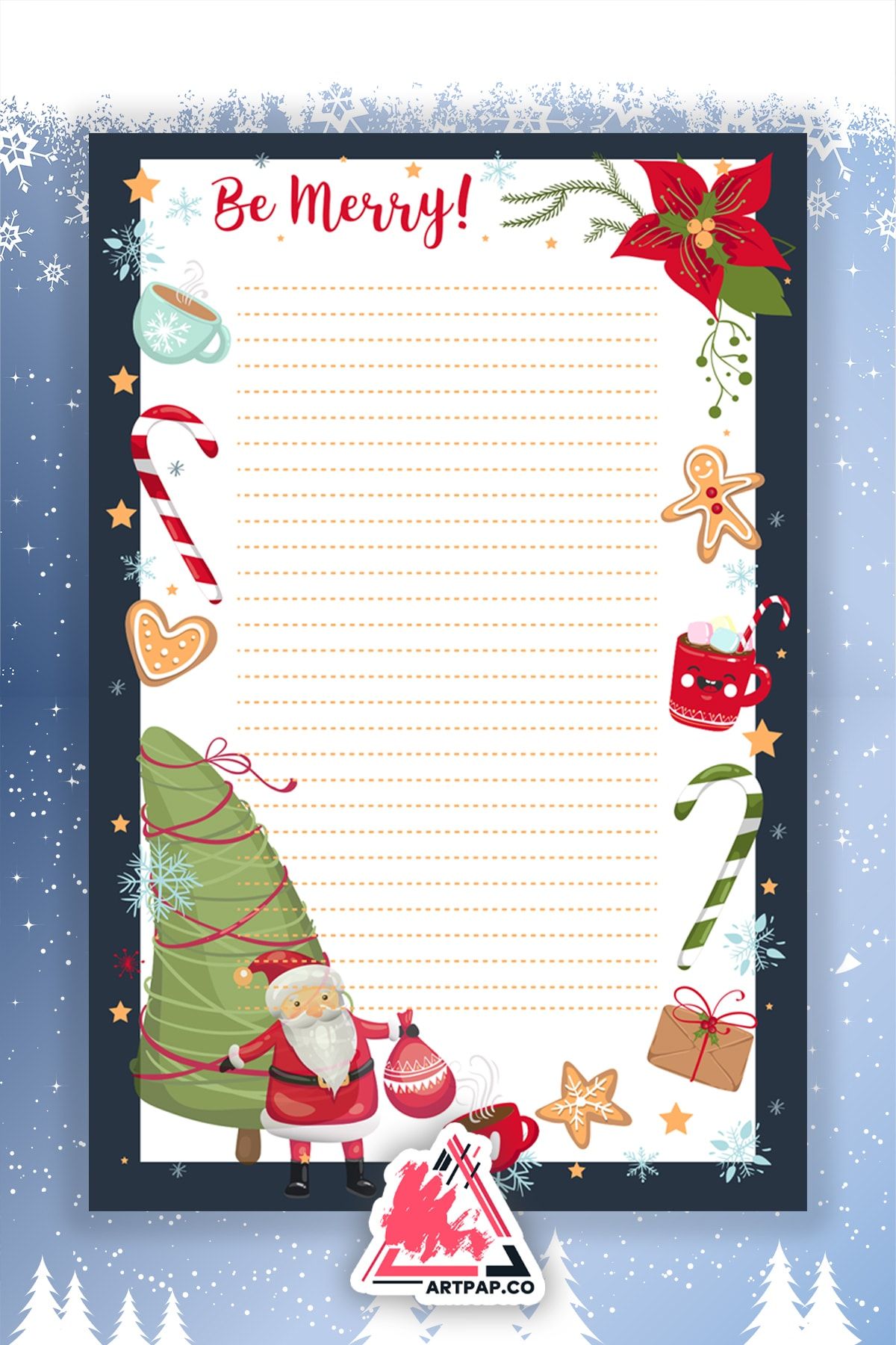 artpap Be Merry Daily Notes - Yılbaşı Temalı Günlük Hatırlatıcı Planlayıcı Not Defteri 15*21cm 50 Yaprak