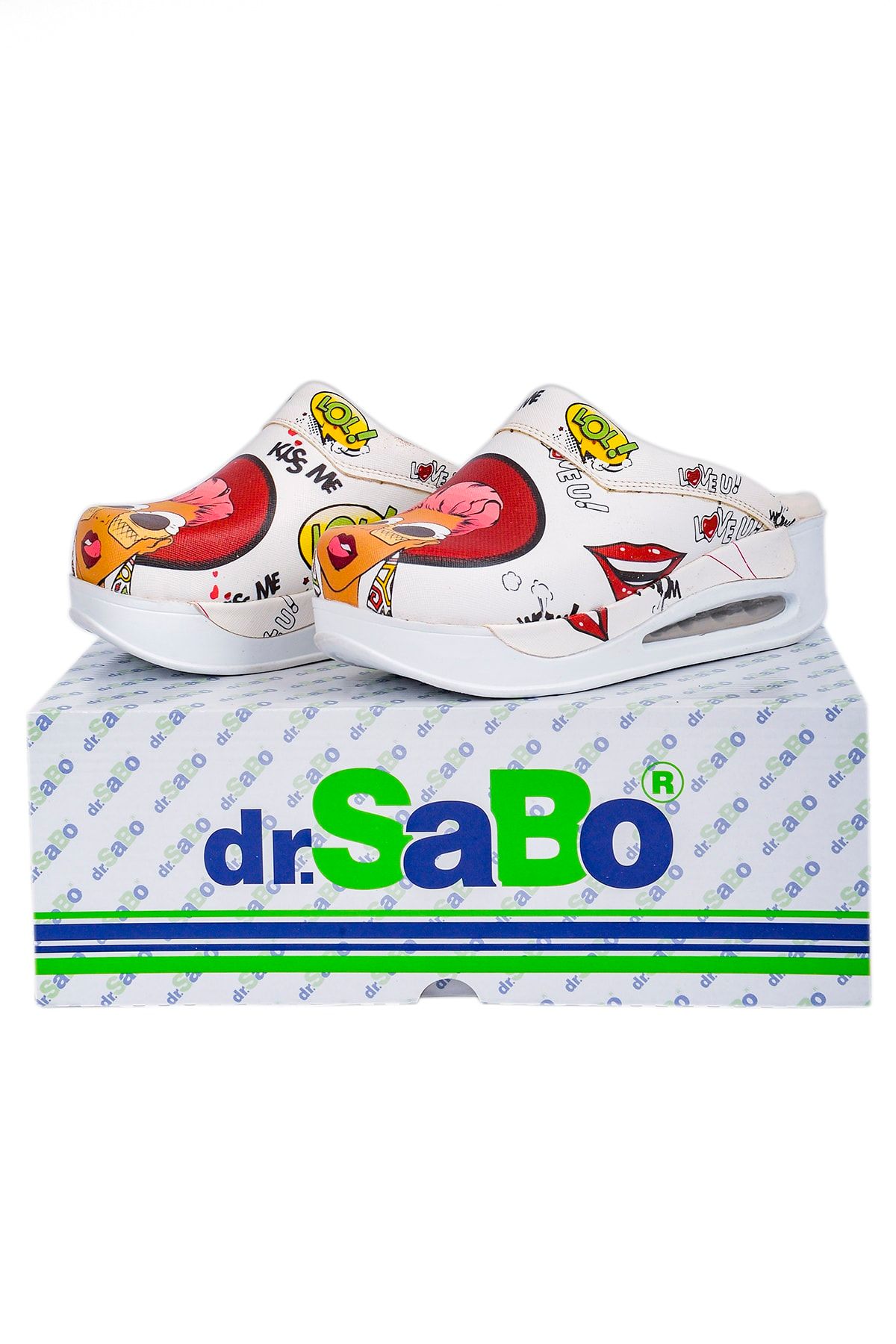 DR SABO Airmax Havalı Süslü Sabo Terlik Bayan Ortopedik El Yapımı Deri