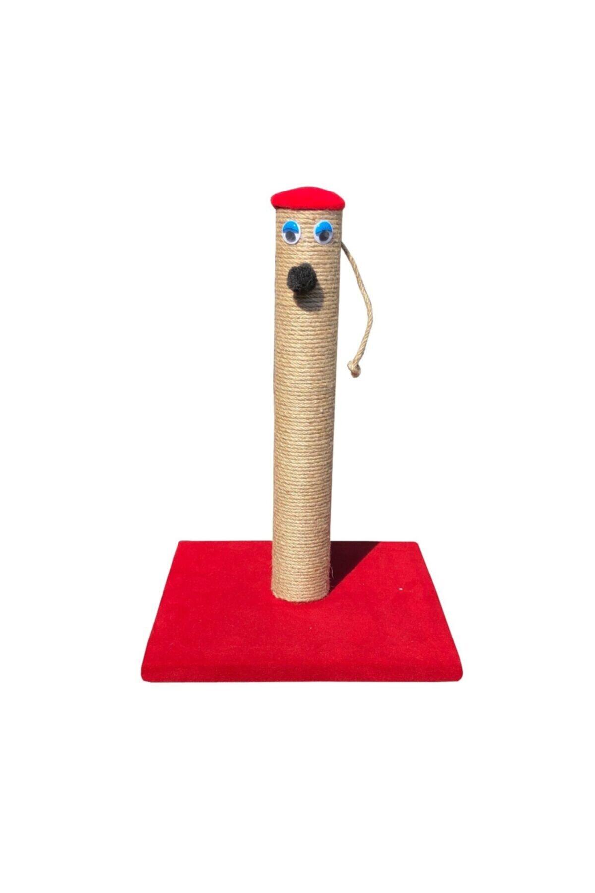 H&G ETİCARET Kırmızı Kedi Tırmalama Tahtası 42cm Gözlü Burunlu