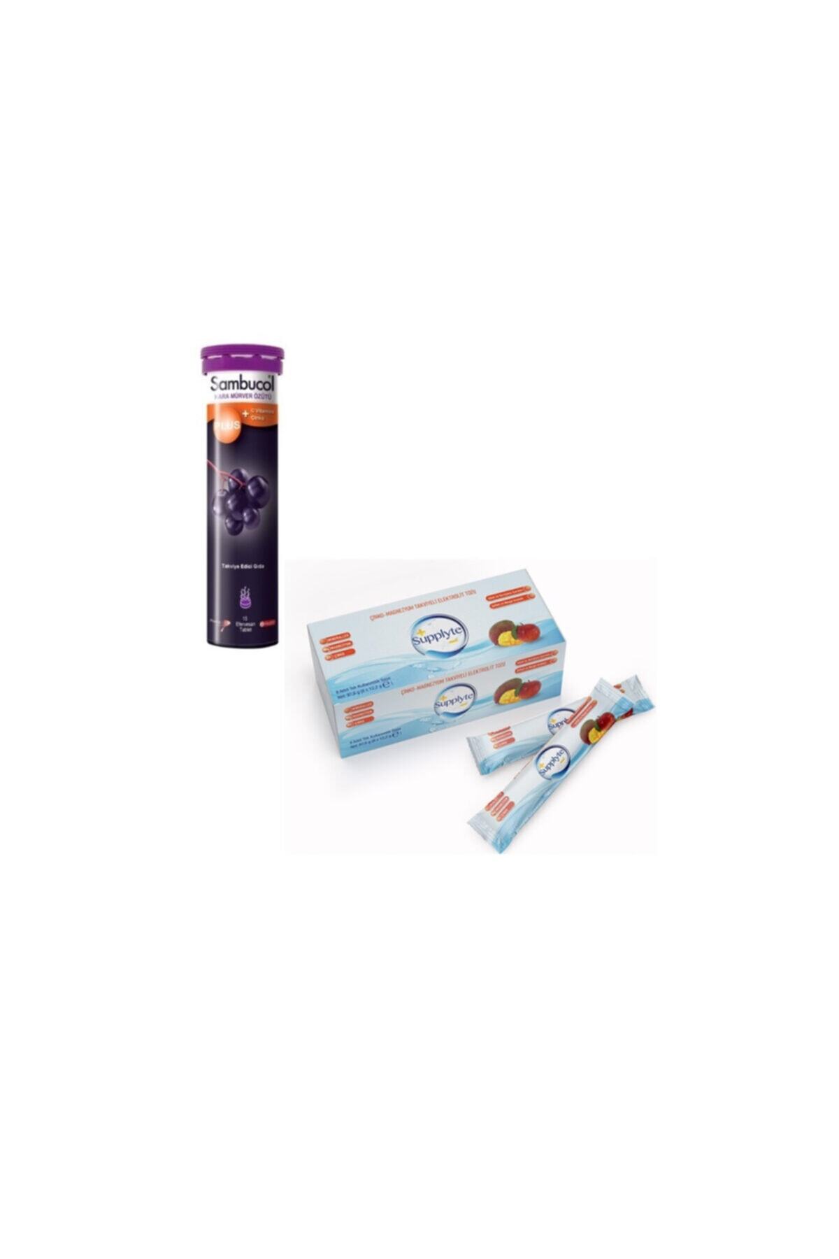 Supplyte Sambucol Plus Kara Mürver + C Vitamini Çinko 15 Tablet + Seftali-mango Elektrolit Tozu