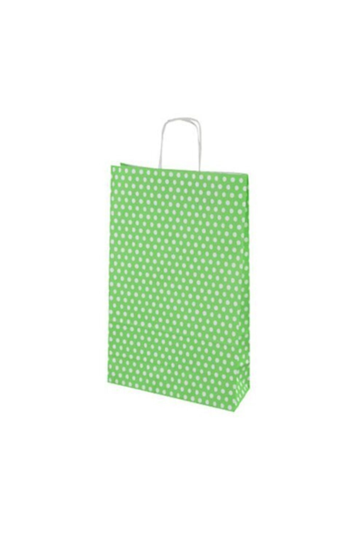 Umur Çevreci Karton Puantiyeli Hediye Poşeti Yeşil Renk 12x25x30 Cm 25li Paket