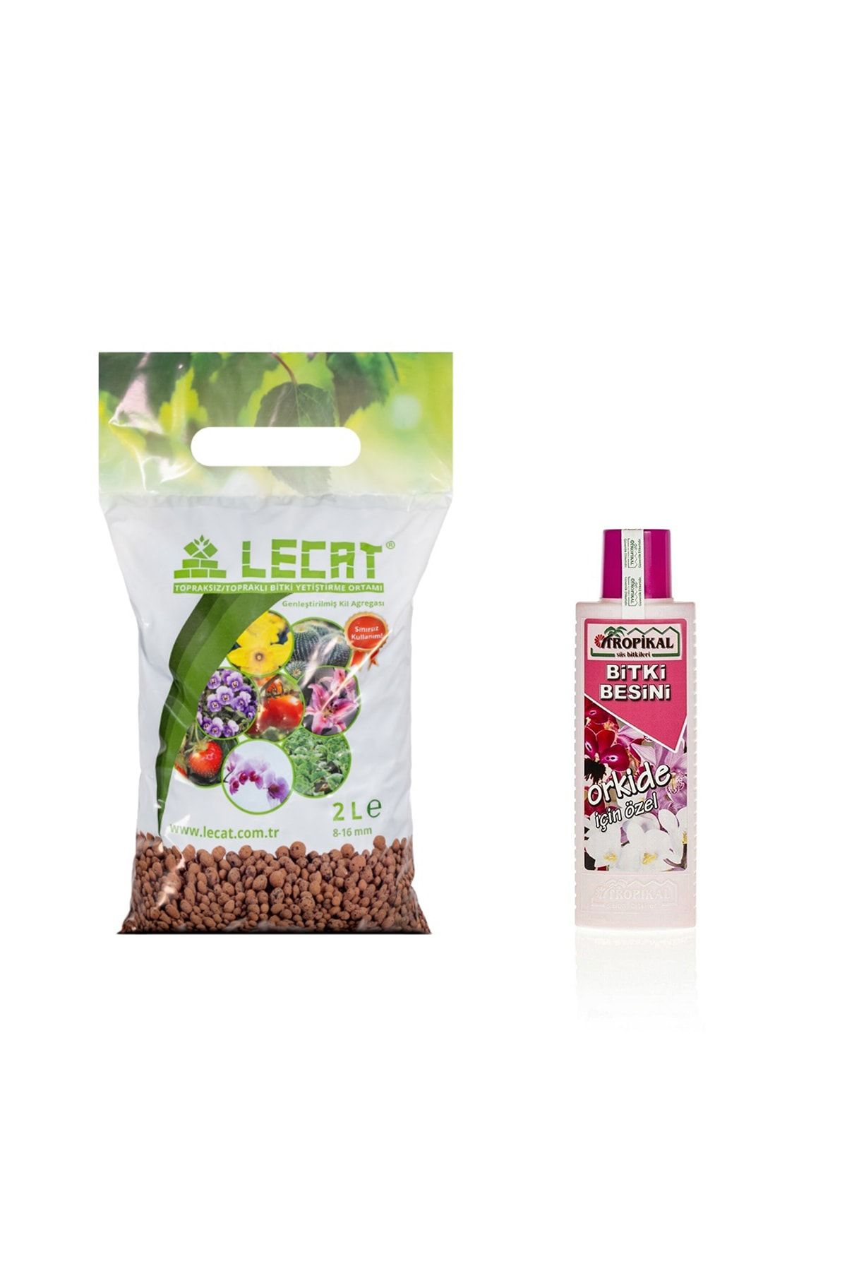 lecat Kil Bilyesi Ile Orkide Bakım Seti - Kil Bilyesi 8-16 2 Litre Ve Orkide Bitki Besini 225 ml