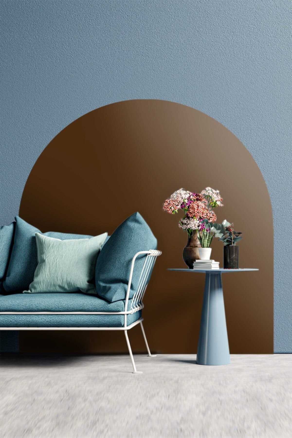 Artikel Yapışkanlı Dekoratif Duvar Folyosu Duvar Sticker Kahverengi Bohem Oval 110x110cm