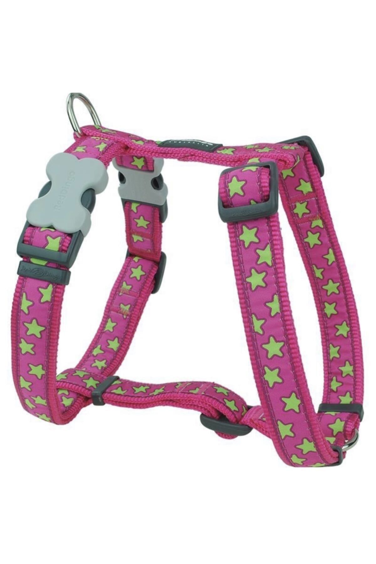 RedDingo Pembe Üzerine Lime Yıldızlı Köpek Göğüs Tasması 20 Mm