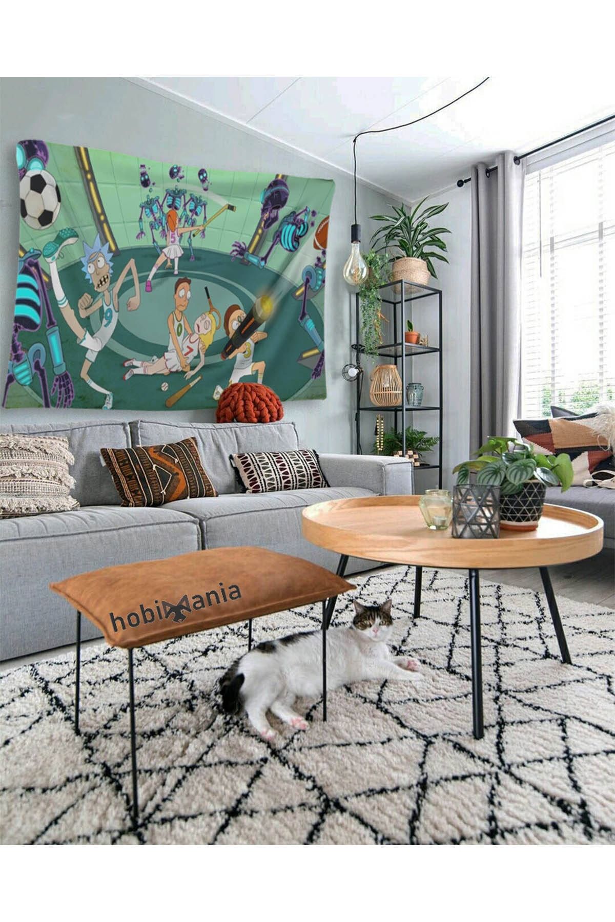 Hobimania Duvar Örtüsü Tapestry Rick And Morty Uzay Animasyon Spor 70x100 Cm Duvar Dekorasyon Moda