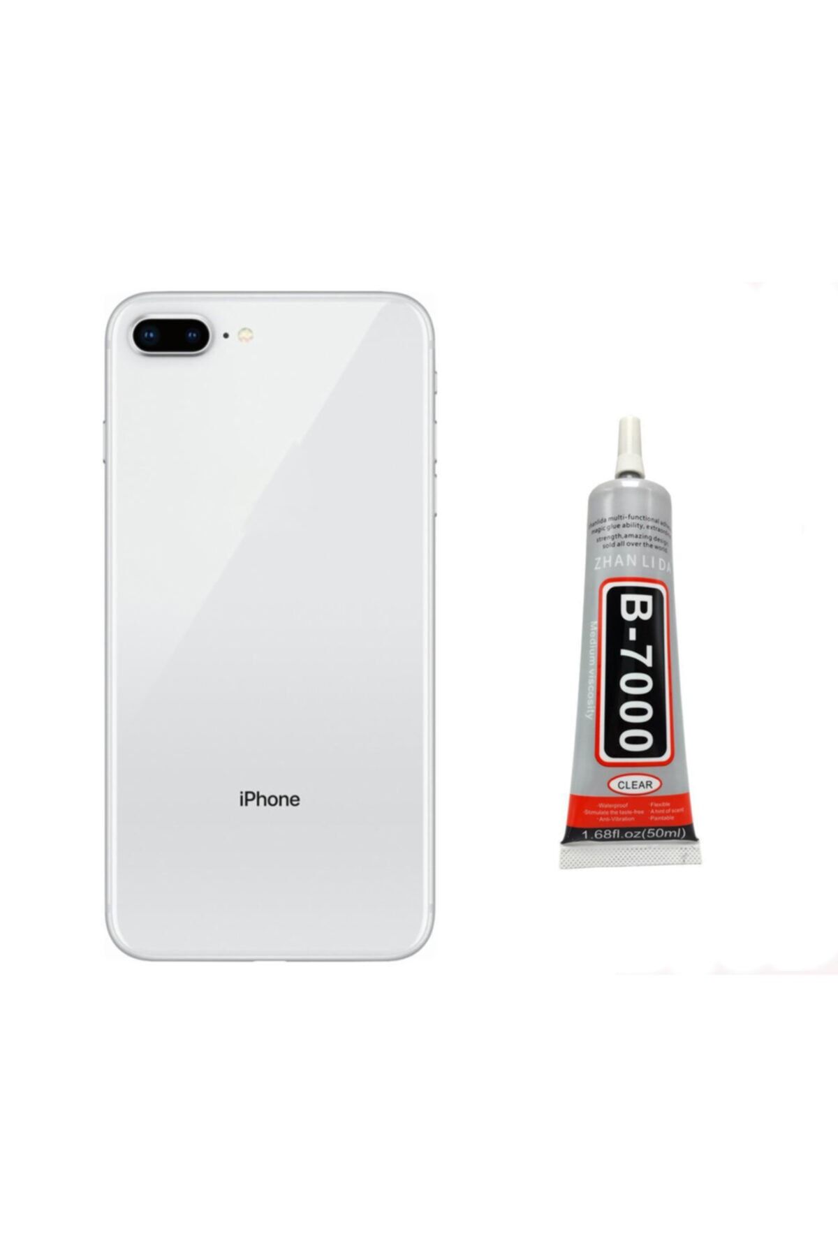 instatech Apple Iphone 8 Plus Arka Kapak Batarya Pil Kapağı + Yapıştırıcı Hediye - Silver