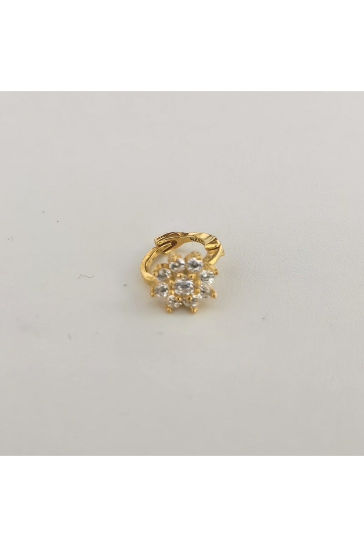 Bylin 925 Ayar Gümüş Zirkon Gold Taşlı Çiçek Mini Halka Piercing/küpe