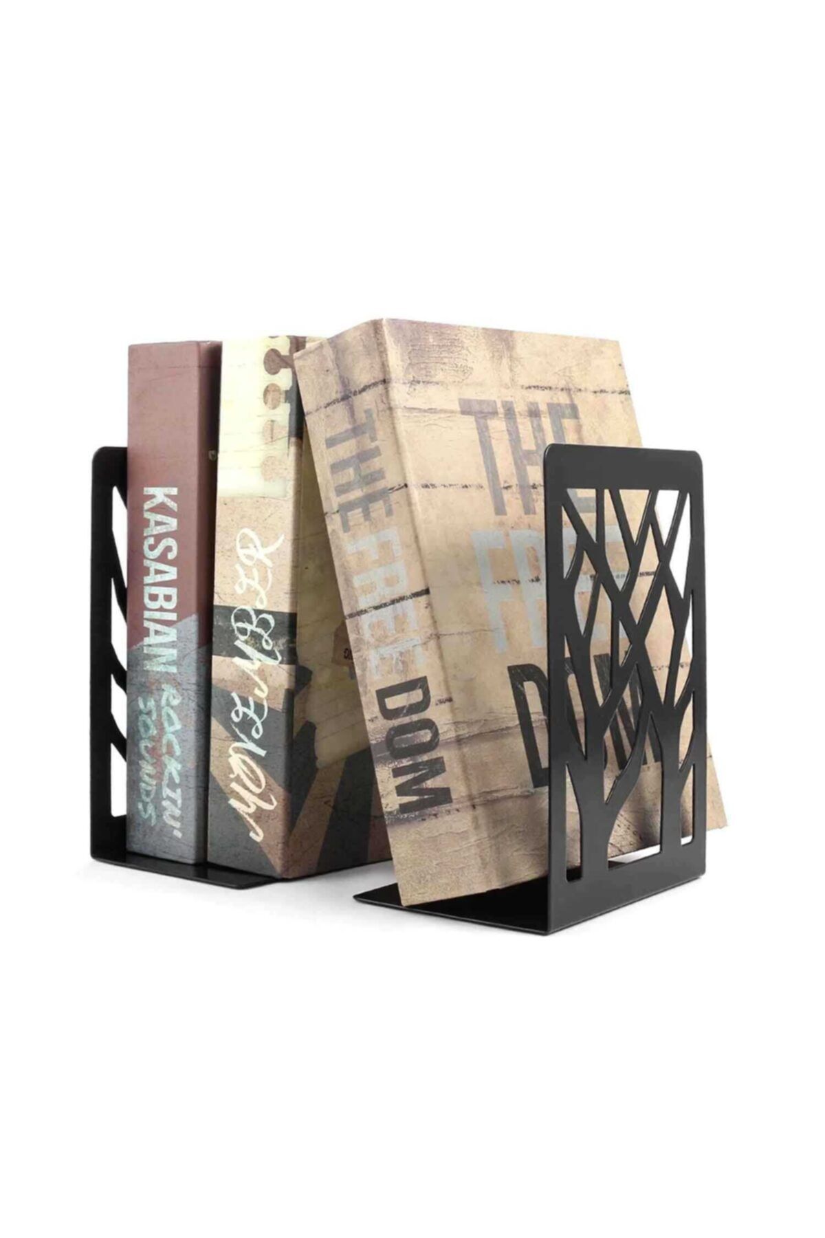 evimobidesign Metal Ağaç Desenli Kitap Desteği - Kitap Tutucu - Ev Ve Ofis Dekoratif Aksesuar( 2 Li Set)