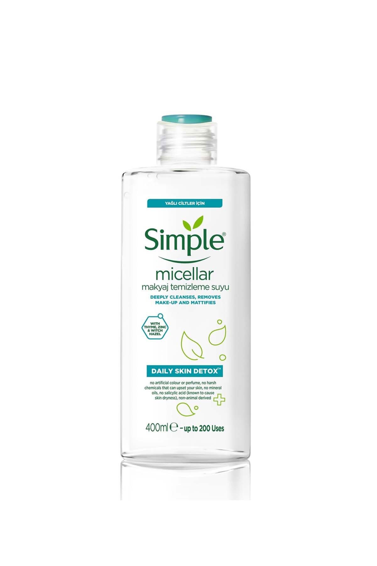 Simple Daily Skin Detox Yağlı/karma Ciltler Için Micellar Makyaj Temizleme Suyu 400 Ml