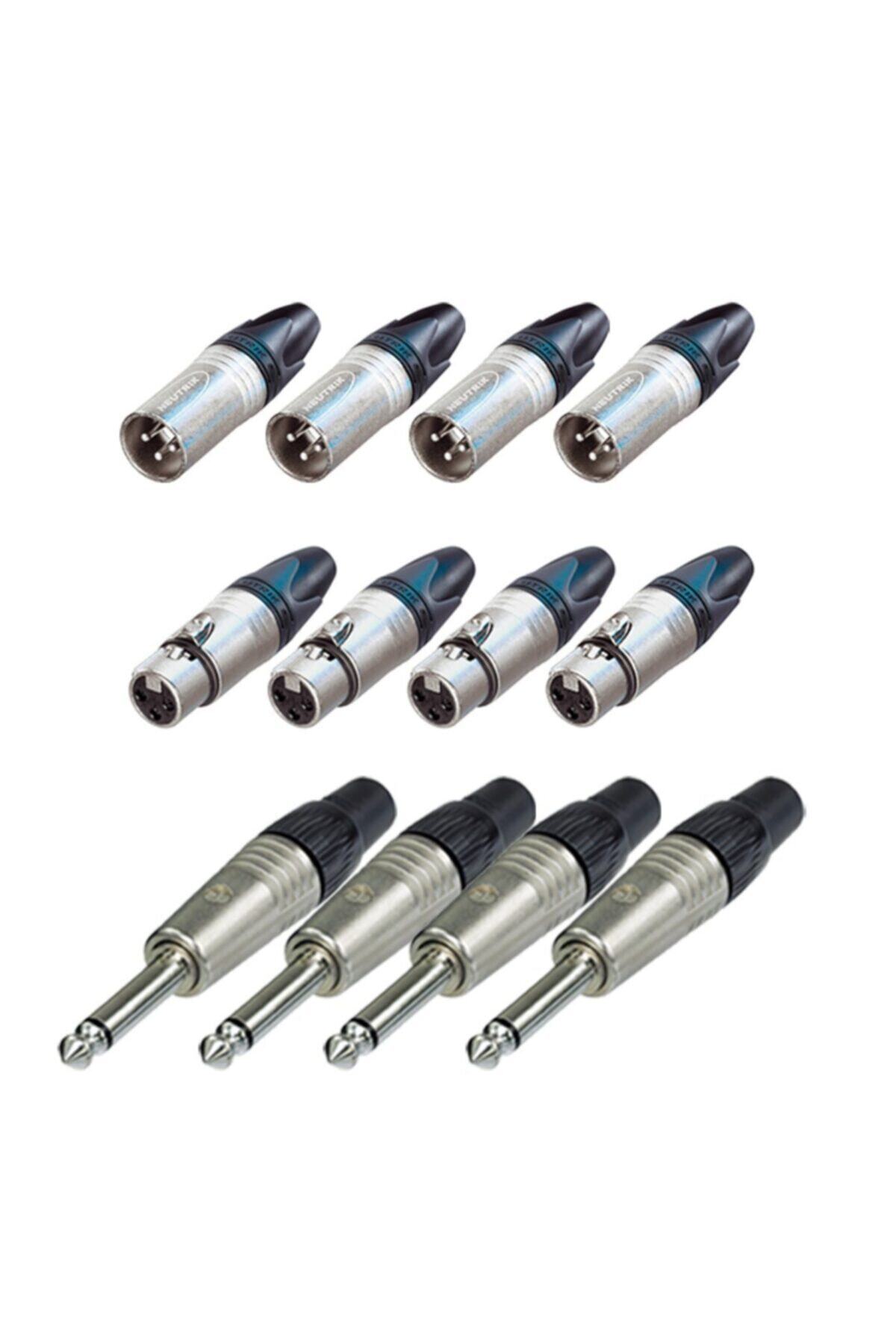 NEUTRIK Nc3mxx Erkek Xlr - Nc3fxx Dişi Xlr - Np2c Mono Jak Konnektör Seti (12 Adet)