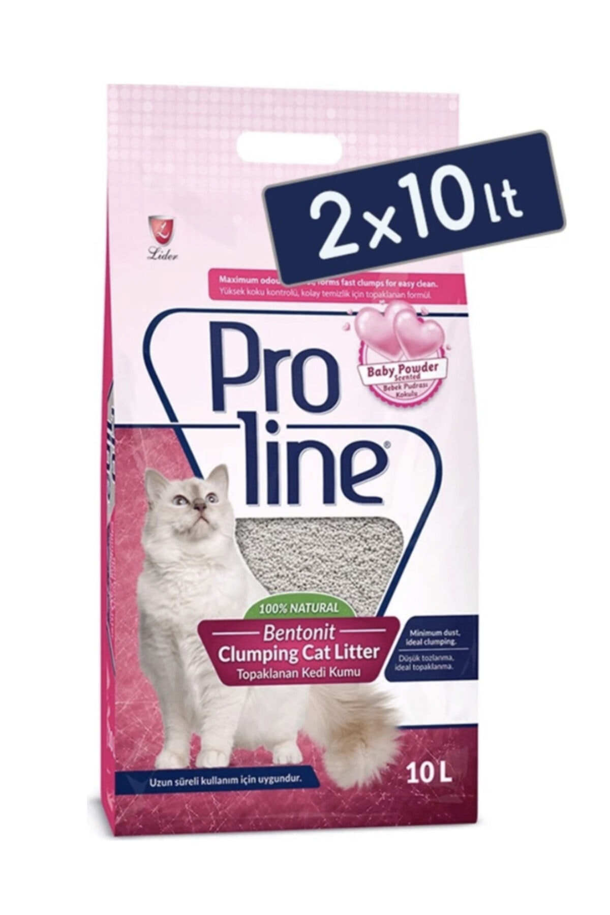 Pro Line Bebek Pudralı Kedi Kumu 10 Lt ( 2 Adet )