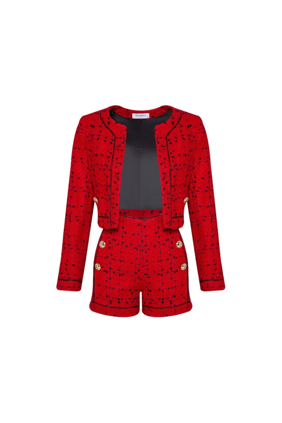 THE NUQUELLA Kadın Kırmızı Şort Ceket Takım