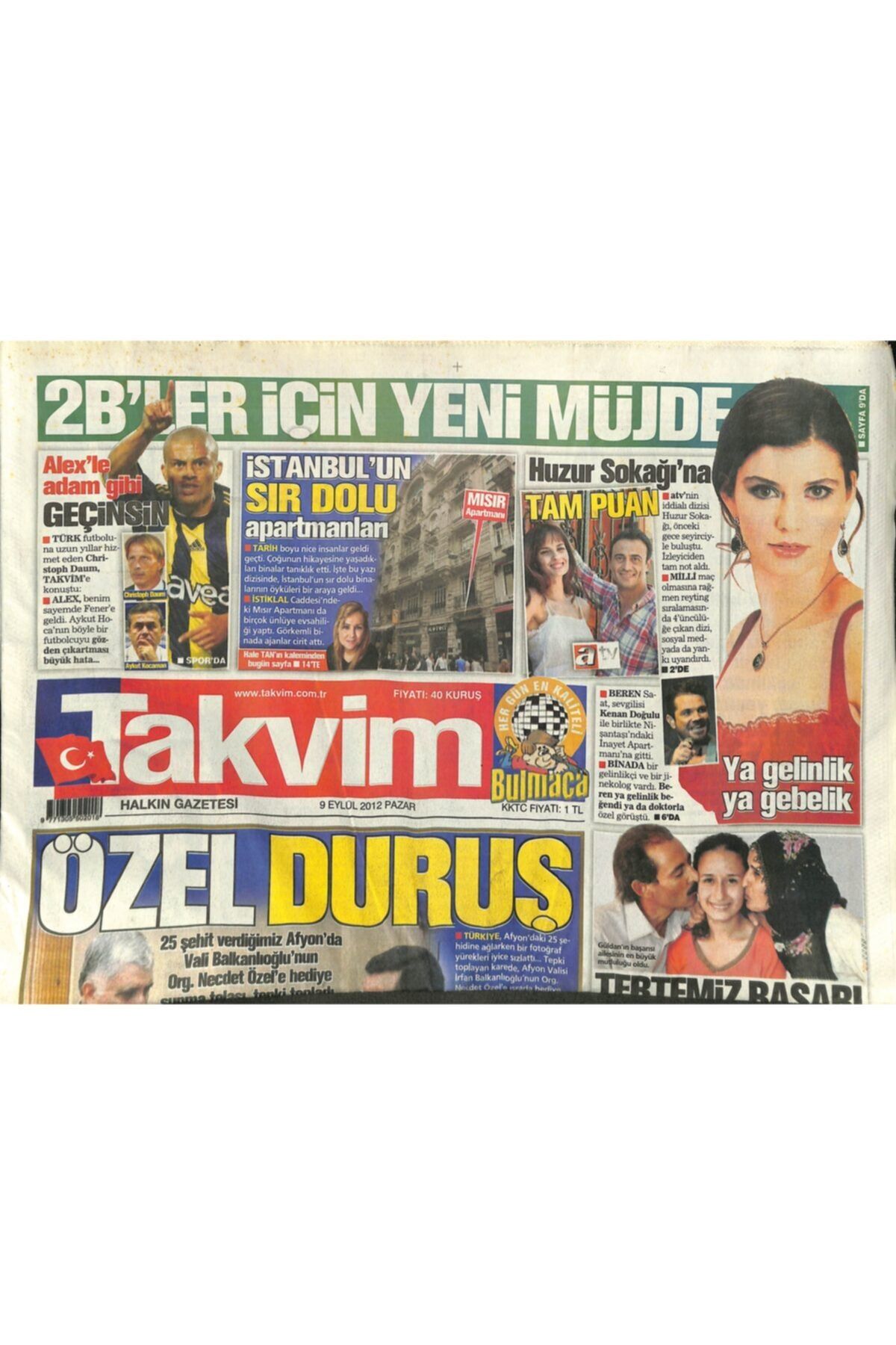 Gökçe Koleksiyon Takvim Gazetesi 9 Eylül 2012 - Istanbul'un Sır Dolu Apartmanları