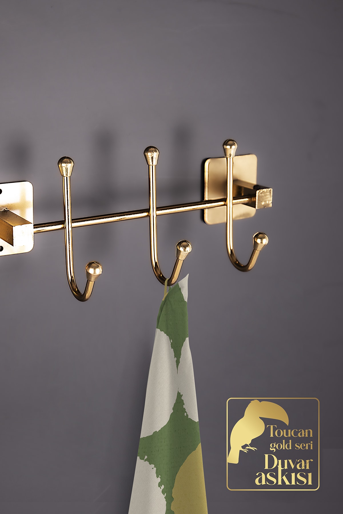 vipgross 3'lü Kendinden Yapışkanlı Kapı Duvar Askılığı / Gold