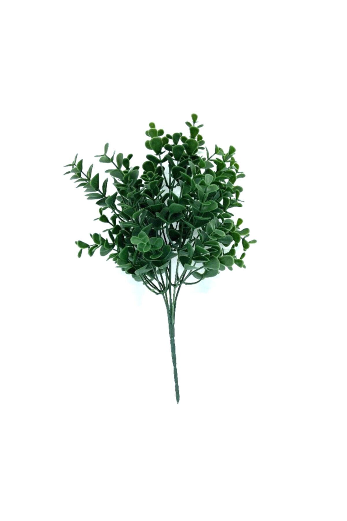 EkaFlower Yapay Çiçek Koyu Yeşil Okaliptus Demet 5 Dal X 2 Adet