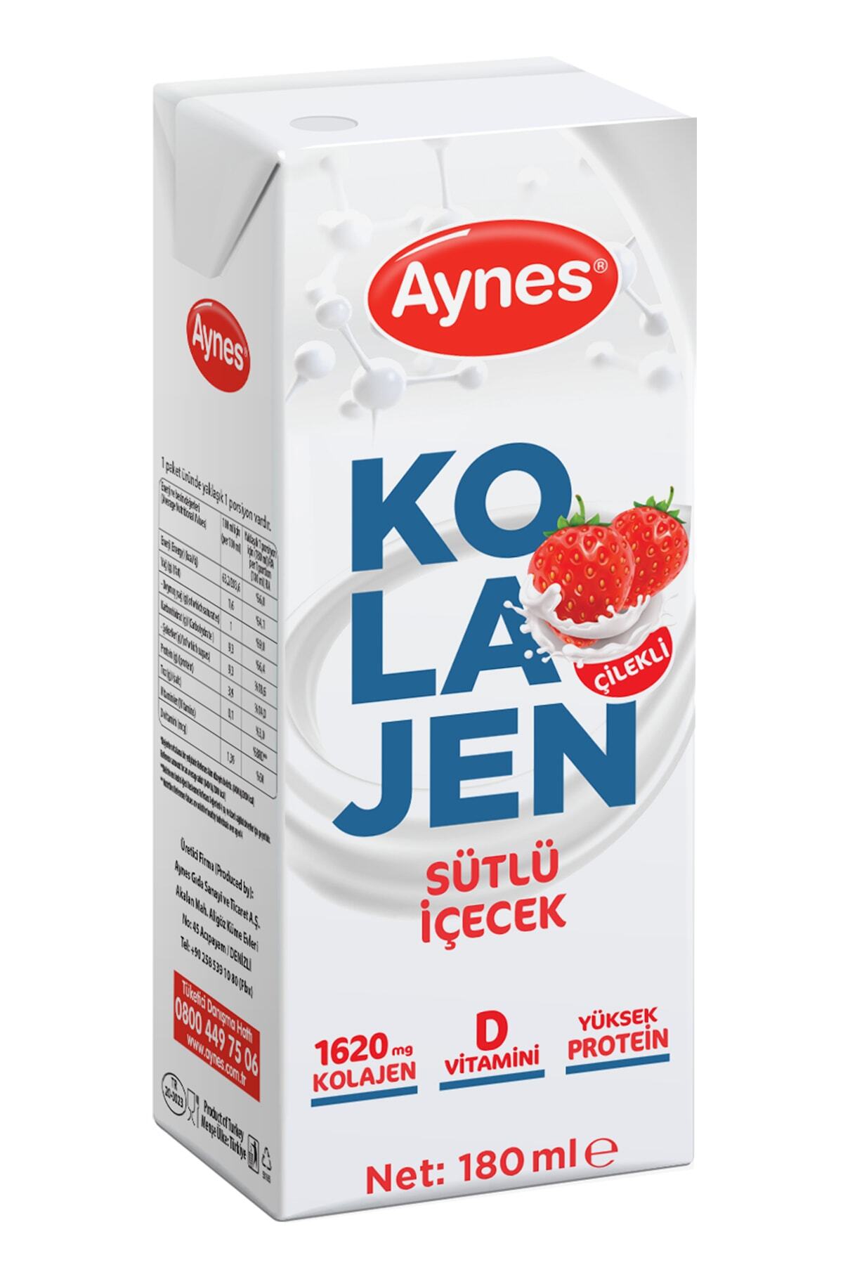 Aynes Kolajen Süt 180 ml Çilek 1 Koli 27 Adet