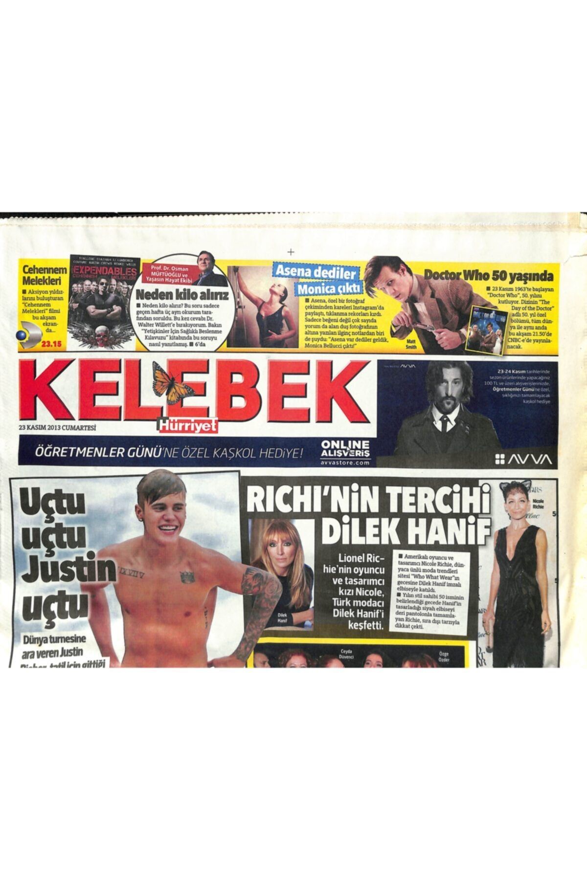 Gökçe Koleksiyon Hürriyet Gazetesi Kelebek Eki 23 Kasım 2013-justin Bieber,tatil Için Gittiği Hawaii'de Yaptığı Şovla