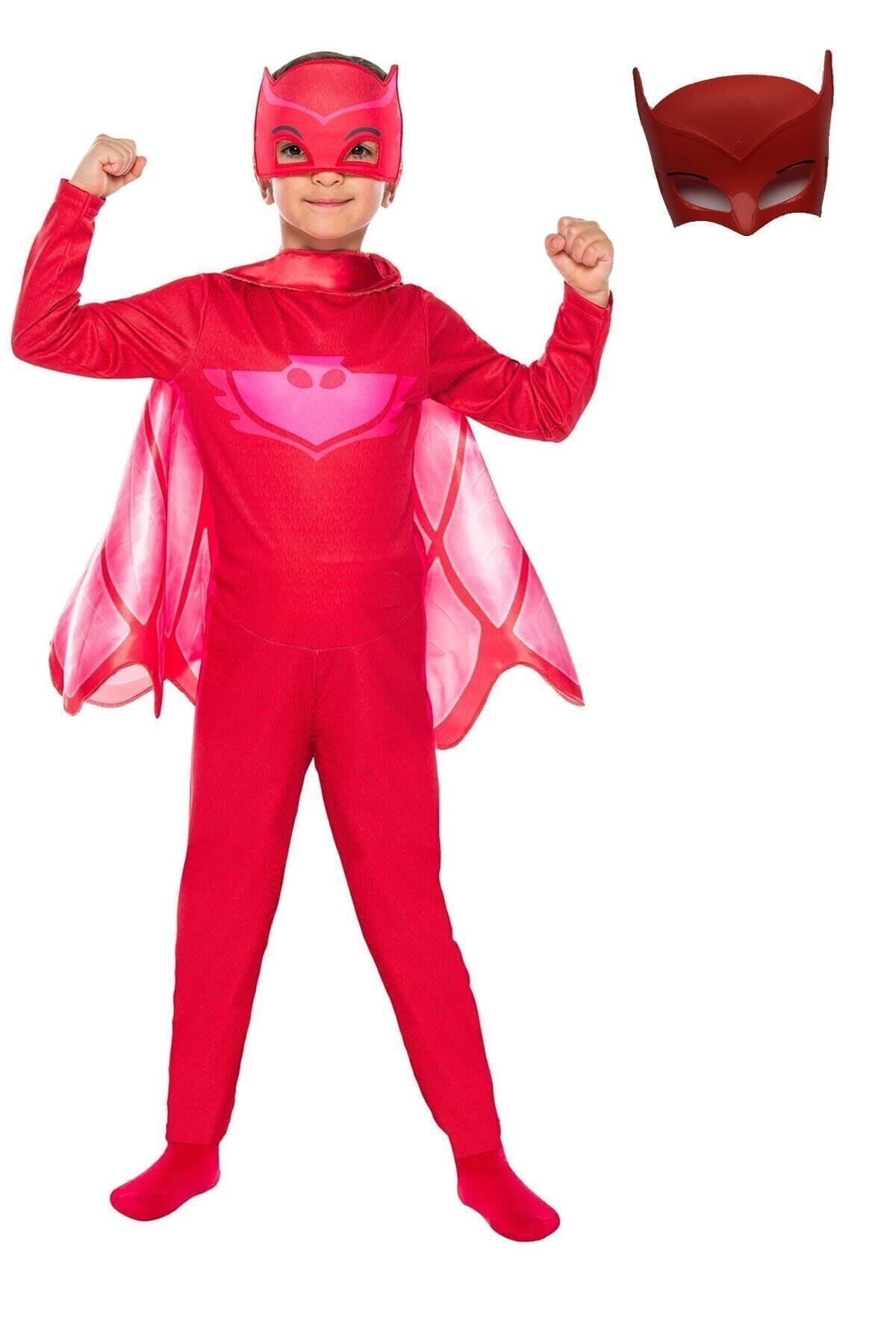Gökmen Tekstil Pijamaskeliler Baykuş Kız Kostüm 2 Maskeli Pj Masks Kostümü Kırmızı