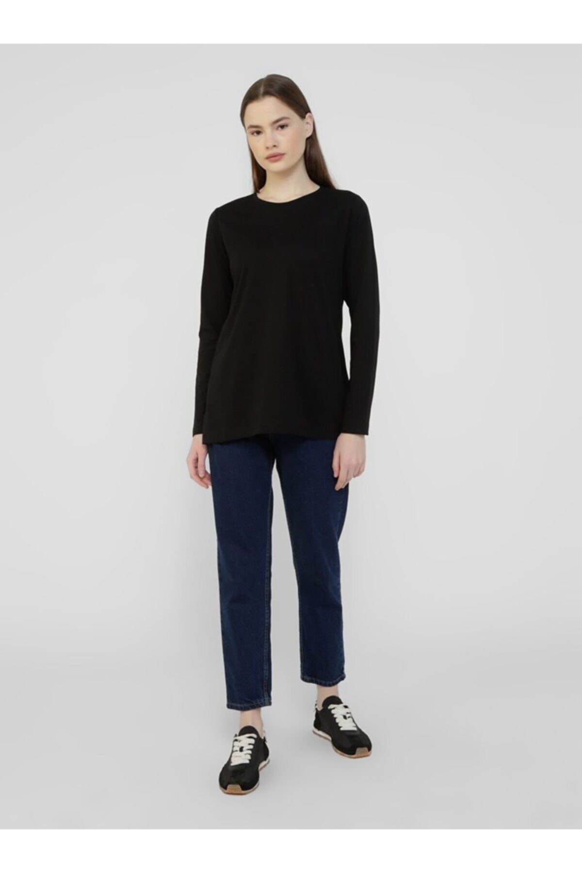 Refka Uzun Kollu Pamuk Kumaşlı Basic T-Shirt
