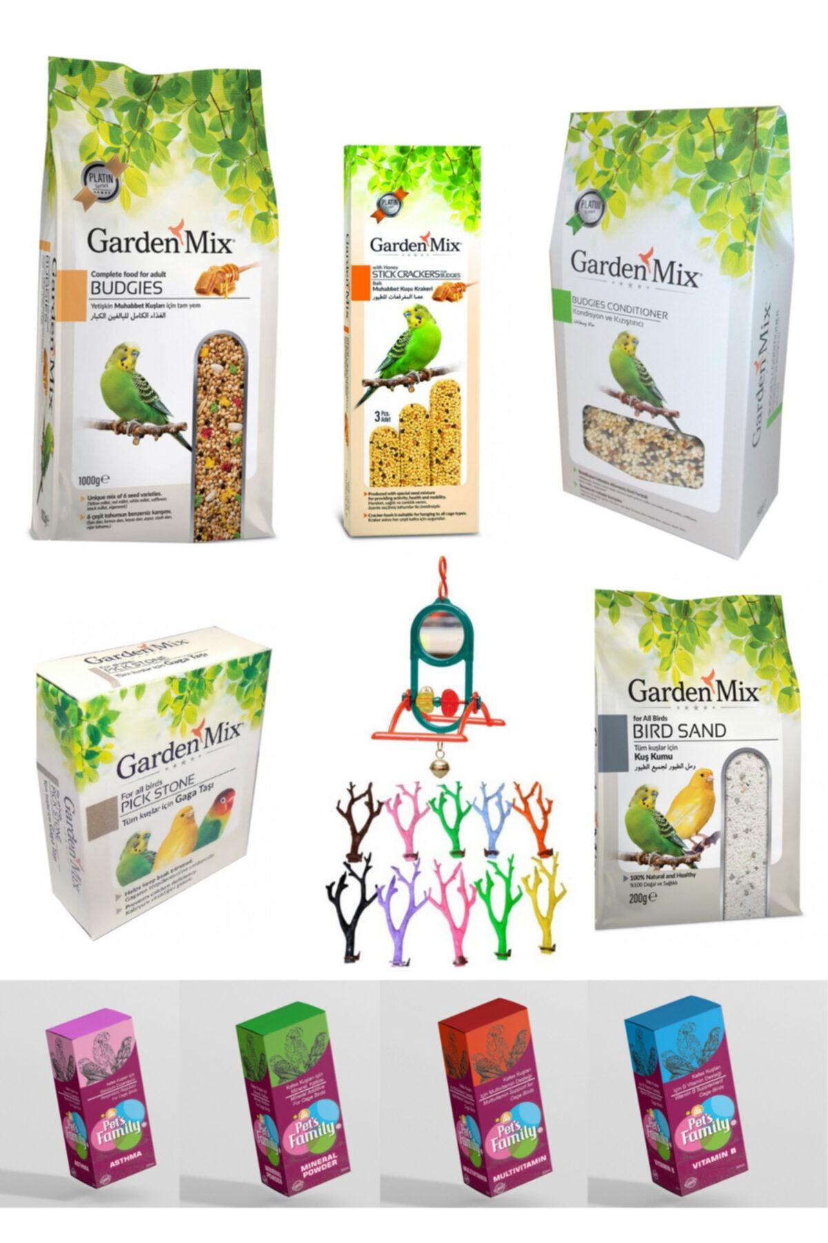 Gardenmix Muhabbet Kuşu Genel Bakım Sağlık Seti Full Set 11’li