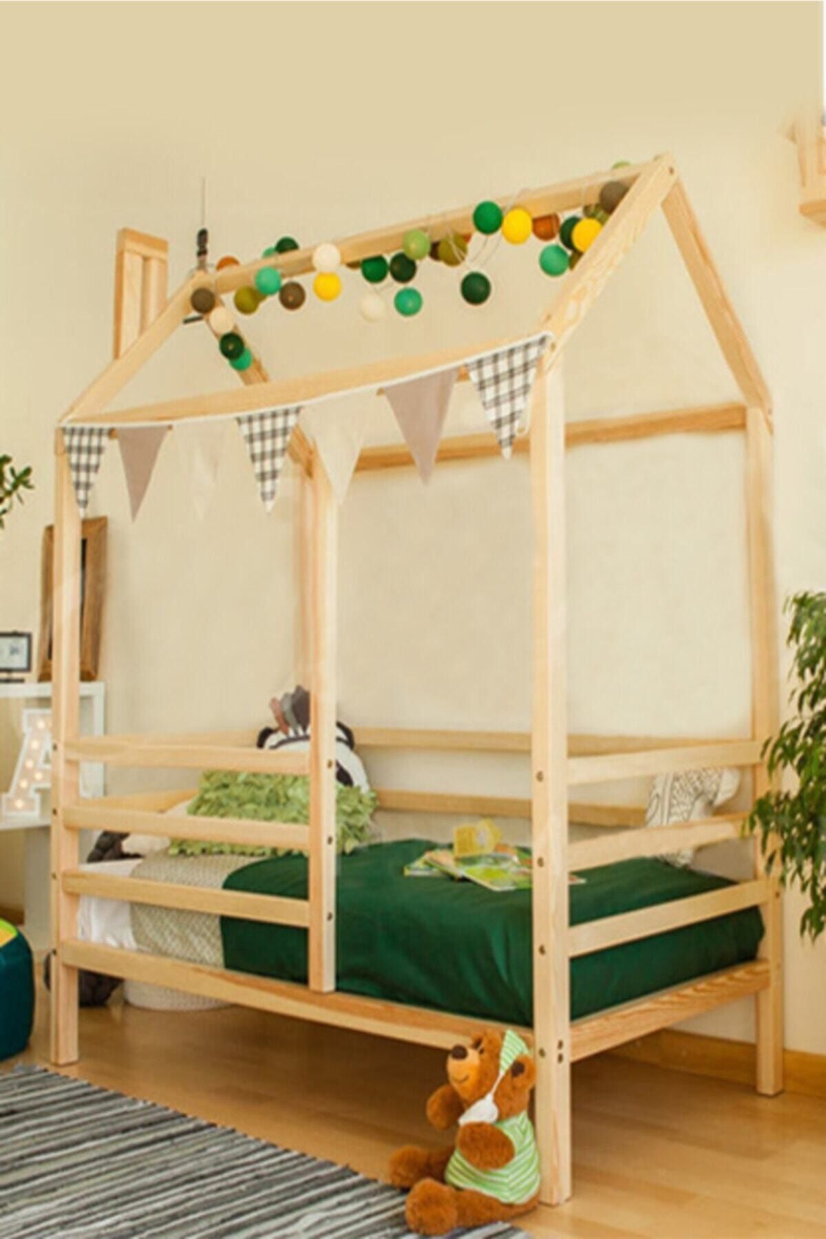 Loolpi Home Montessori Bebek ve Çocuk Karyolası Unisex Doğal Ahşap Yatak