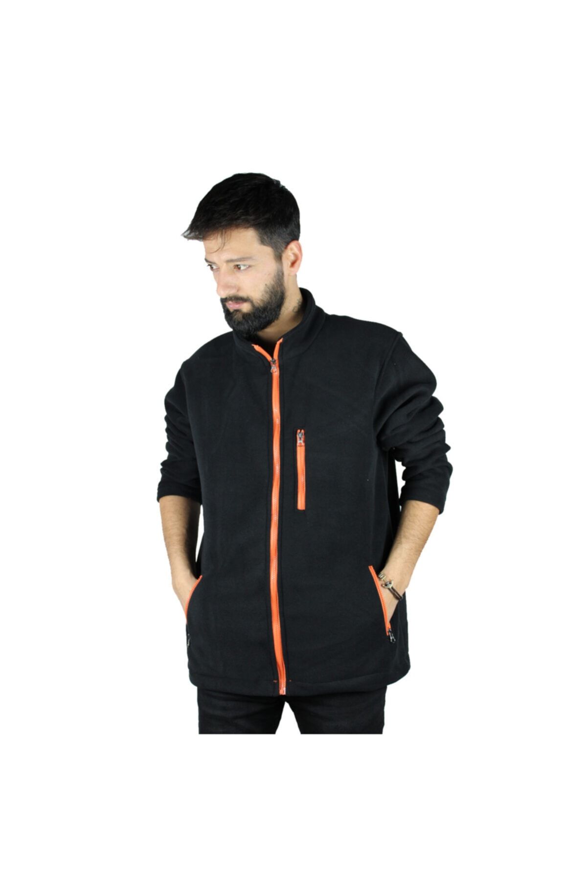 SAMAKTU Unisex Tam Fermuarlı 3 Cepli Polar