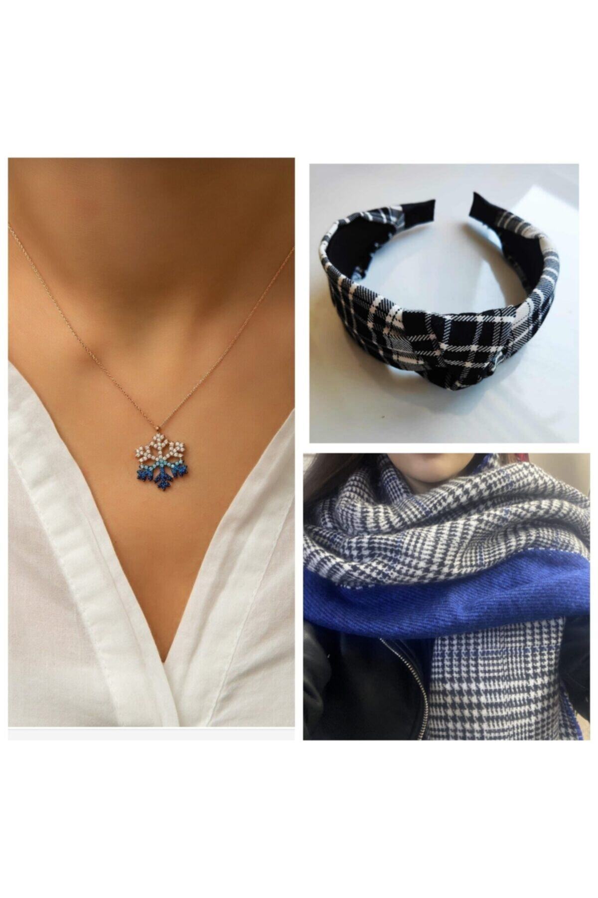 sema aksesuar Yeni Yıl Hediyesi Çift Taraflı Atkı Ve Hediyelik Set