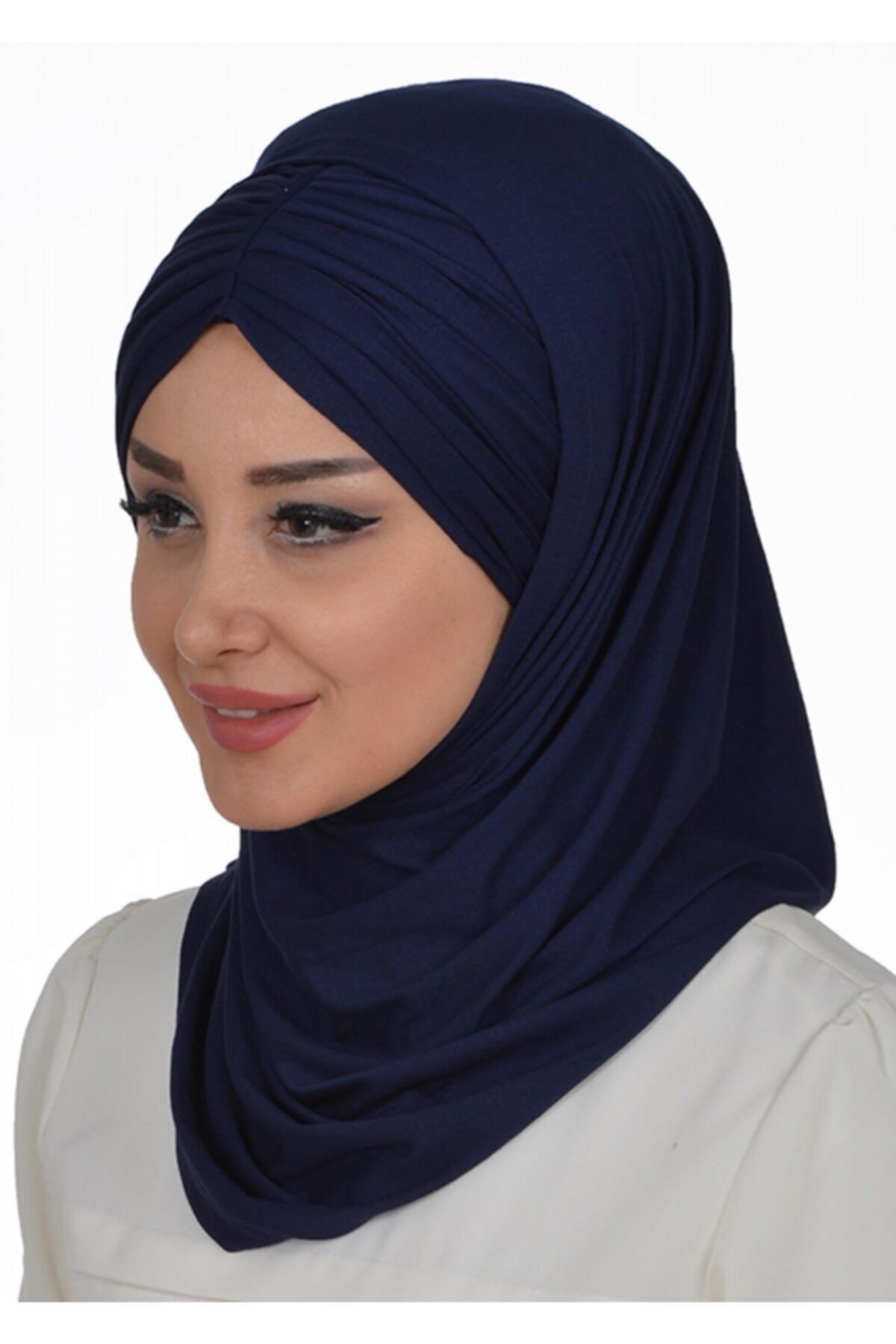 Biriz Moda Pileli Bone Fular Set Lacivert
